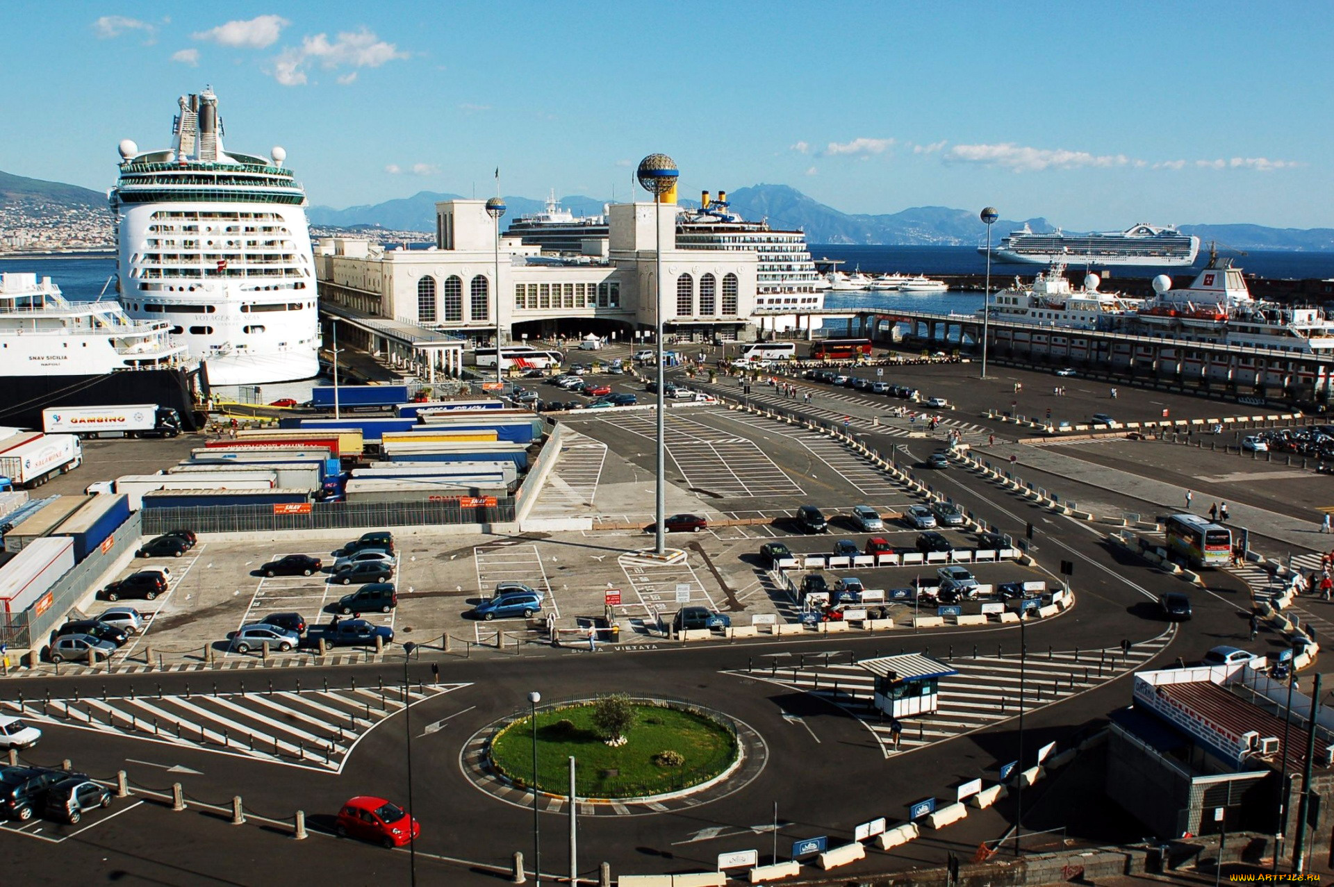 неаполь, италия, города, -, панорамы