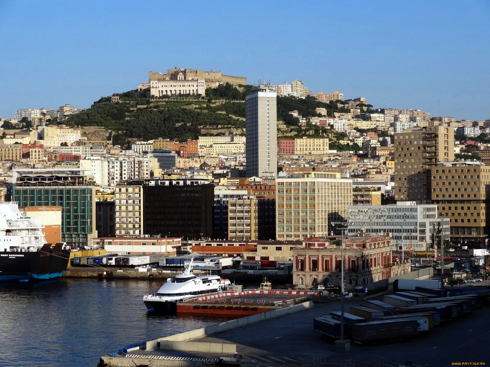 неаполь, италия, города, -, панорамы