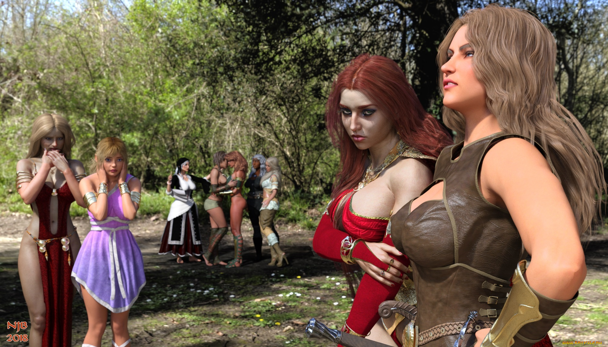 3д, графика, фантазия, , fantasy, взгляд, девушки, фон