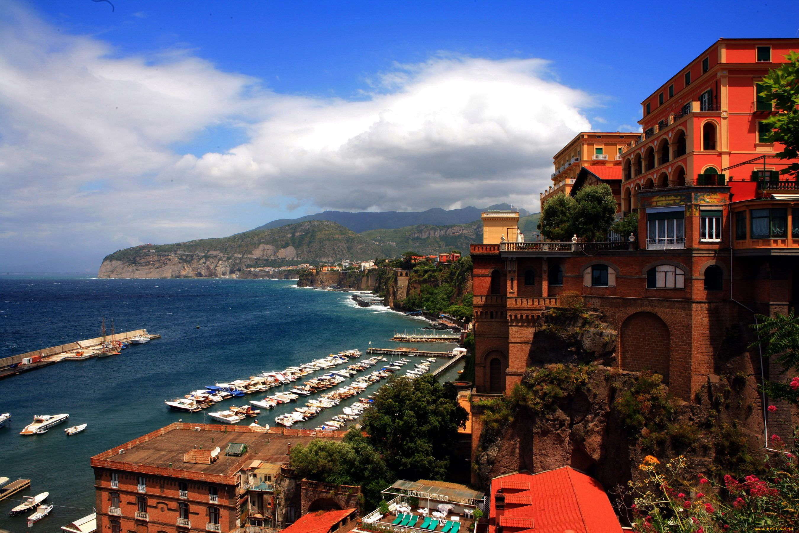 неаполь, италия, города, -, панорамы