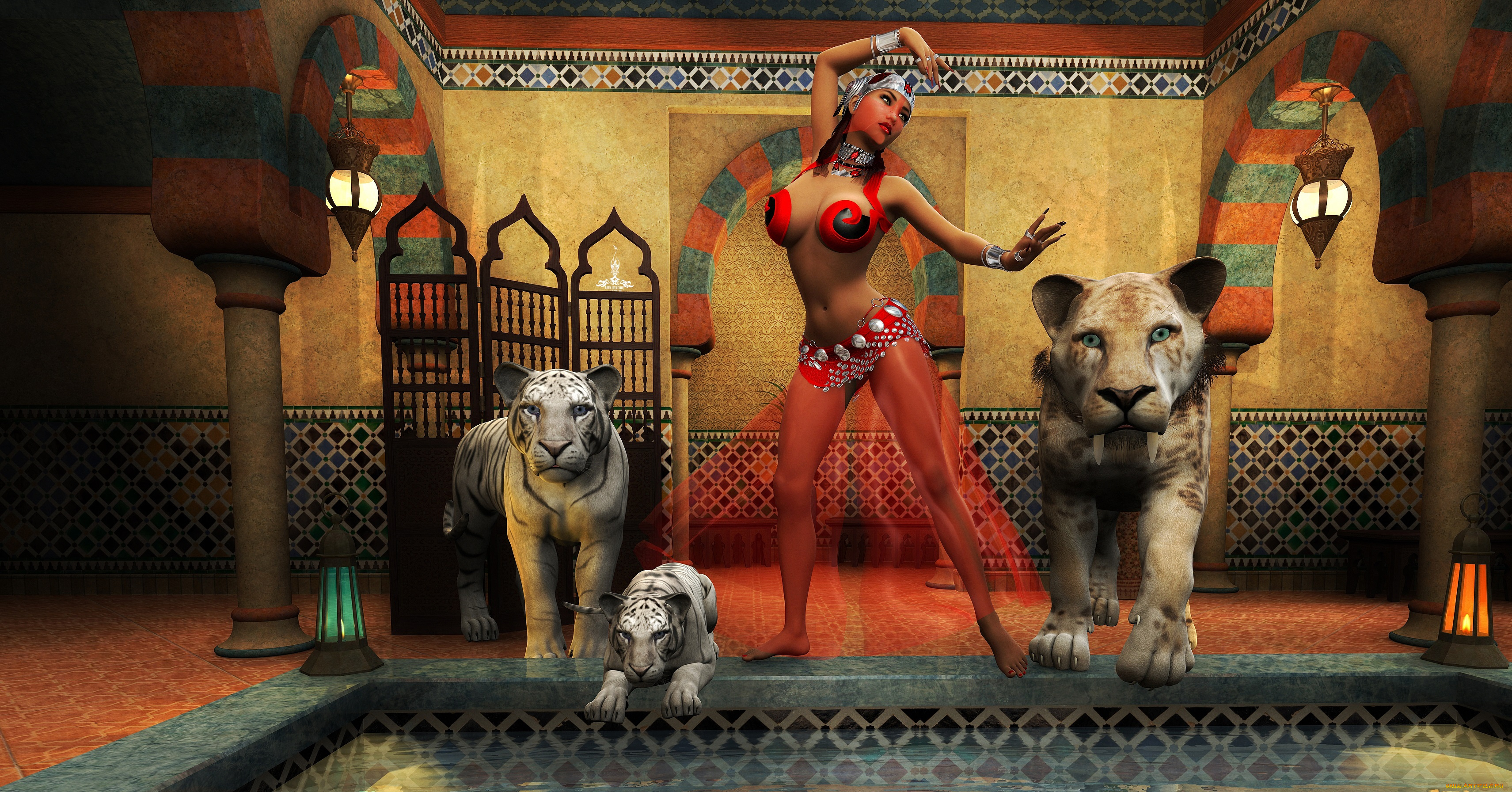 3д, графика, фантазия, , fantasy, девушка, взгляд, фон