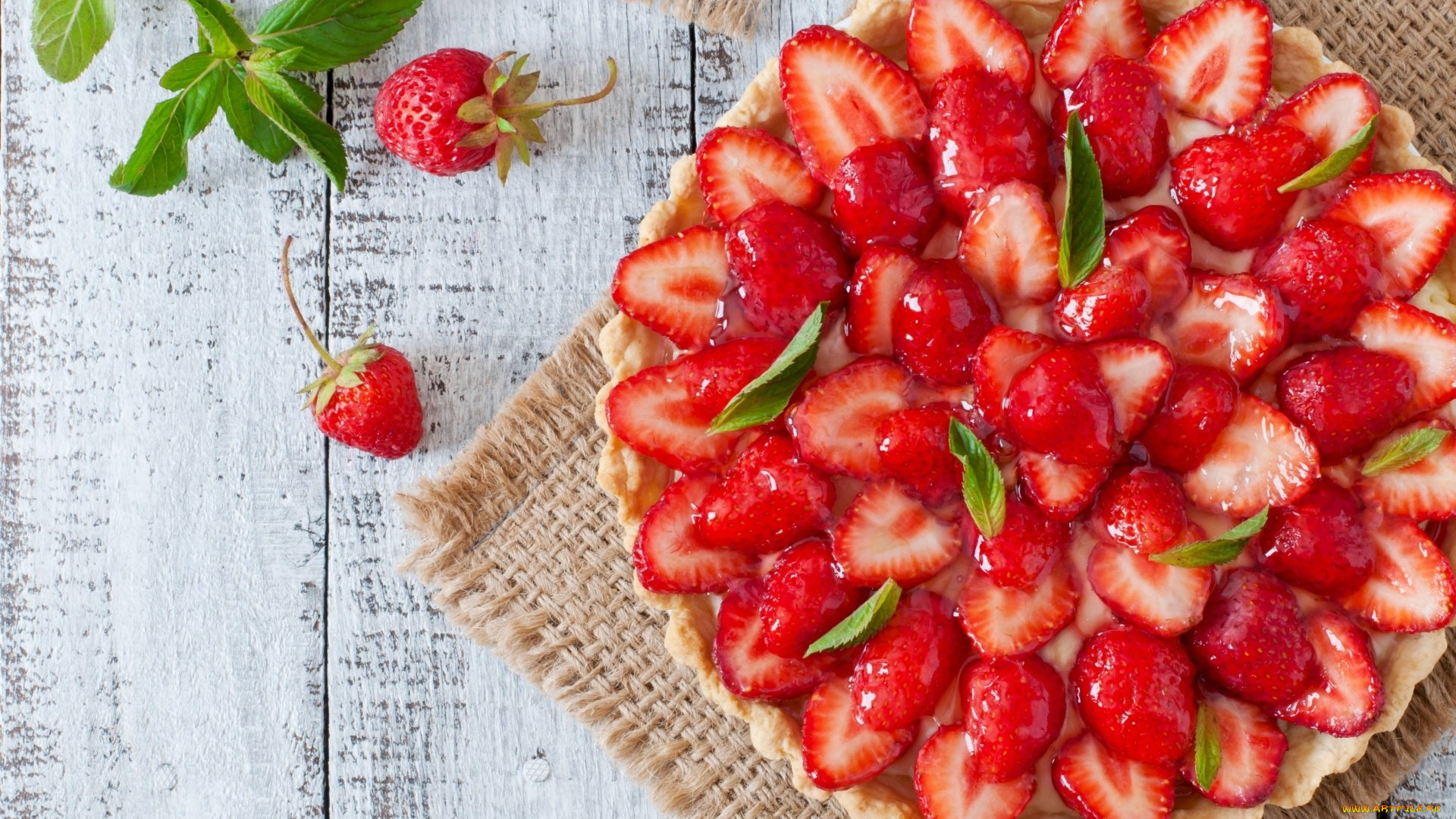 еда, клубника, , земляника, ягоды, мята