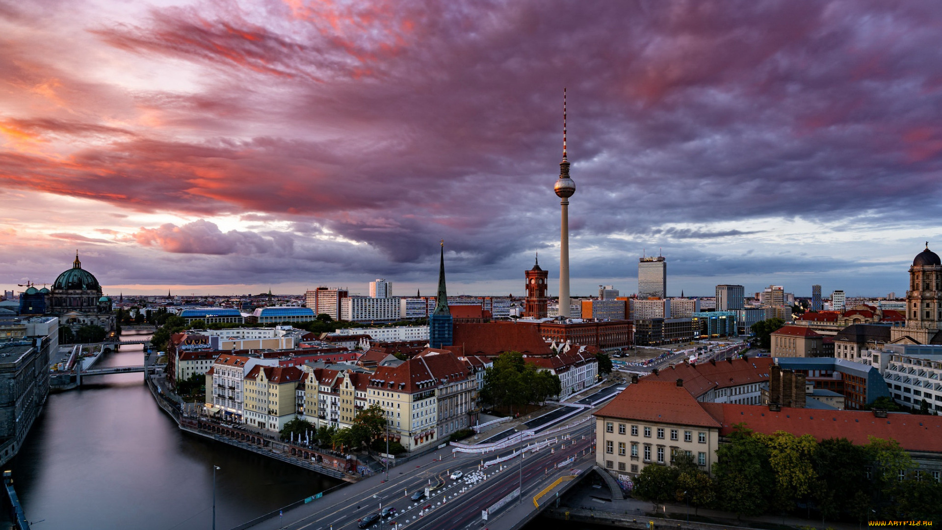 города, берлин, , германия, панорама