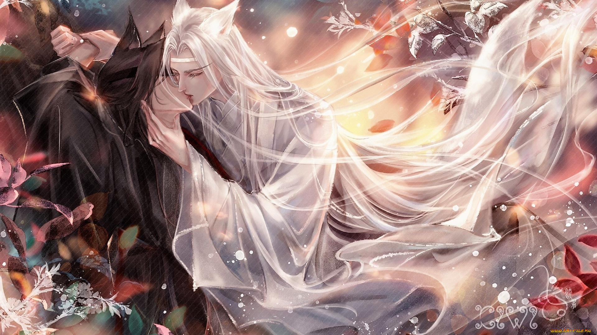 аниме, mo, dao, zu, shi, вэй, усянь, лань, ванцзи, ушки, поцелуй