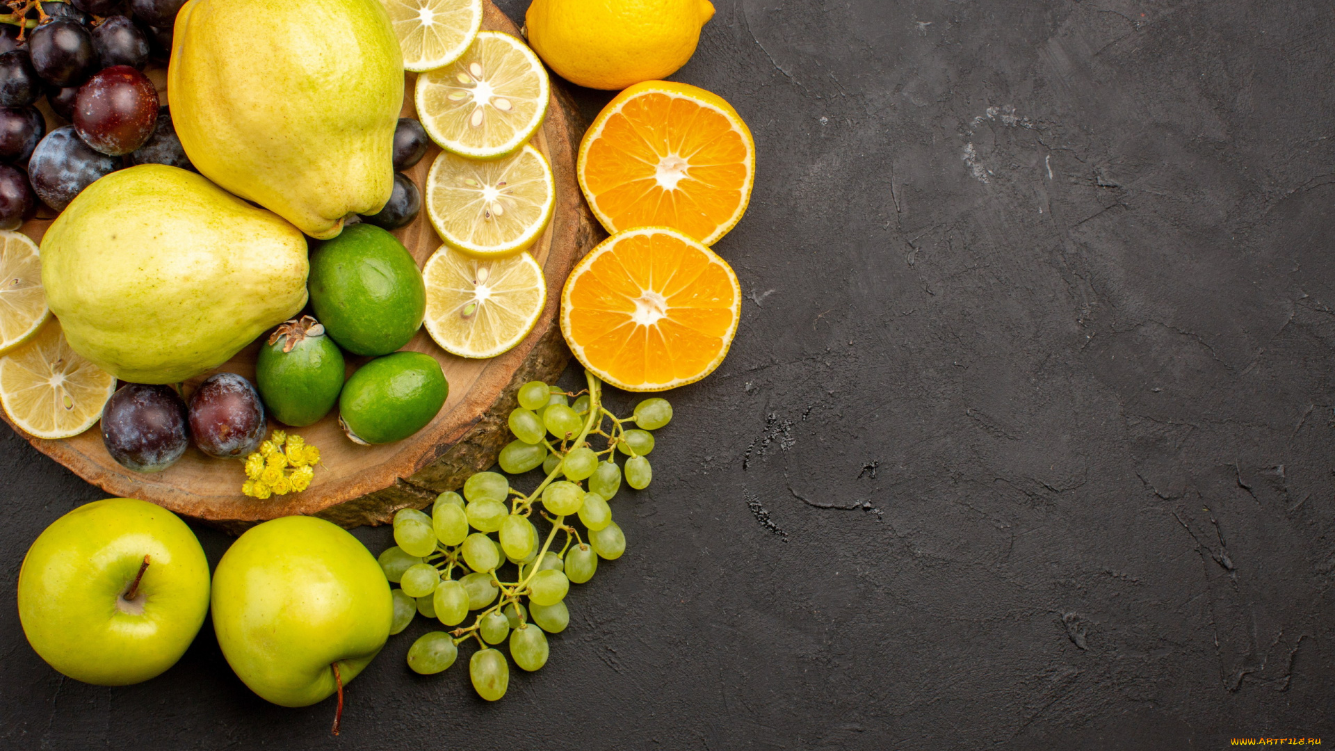 еда, фрукты, , ягоды, виноград, лимон, апельсин, фейхоа