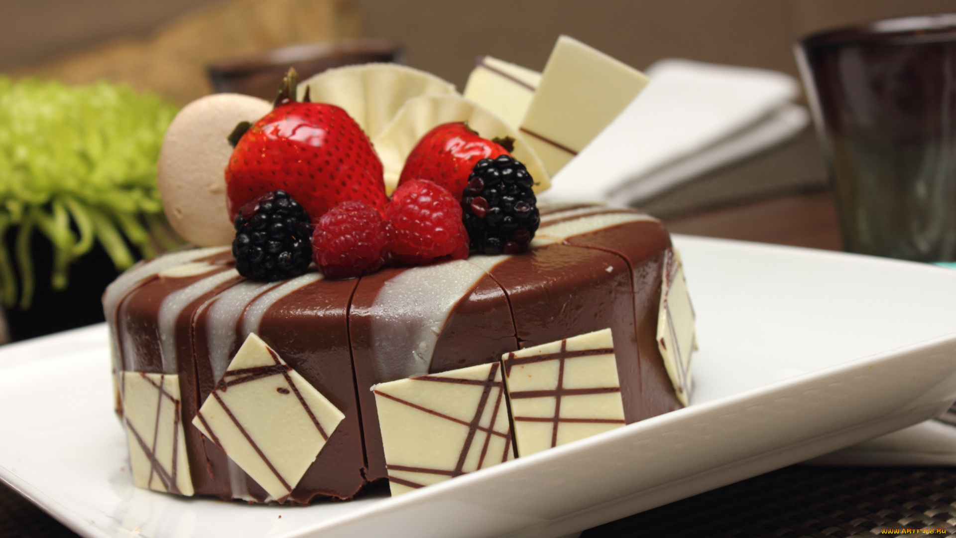 еда, торты, ягоды, торт, клубника, малина, ежевика