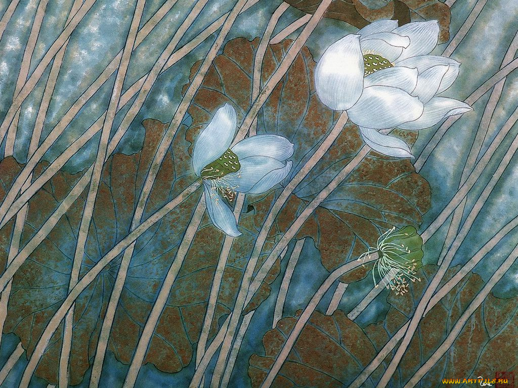 рисованные, цветы