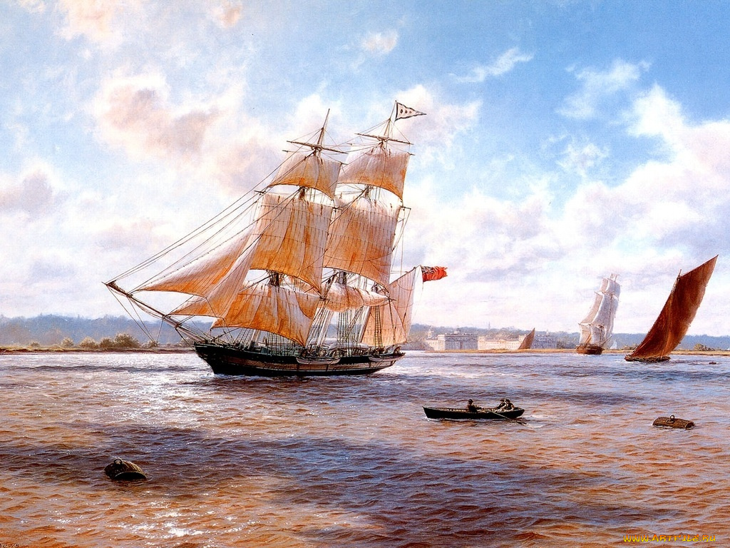 корабли, рисованные