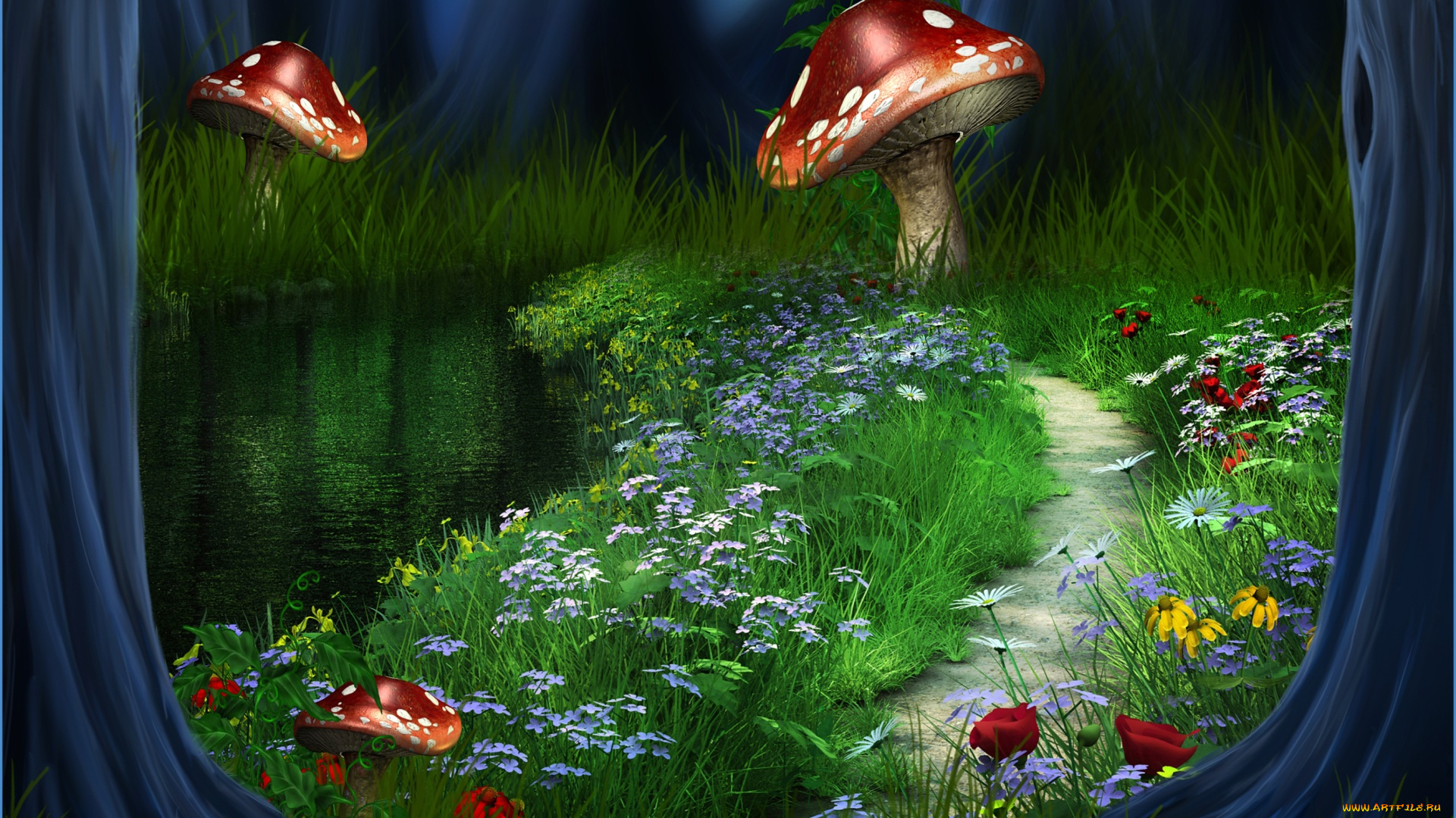 рисованные, природа, гриб