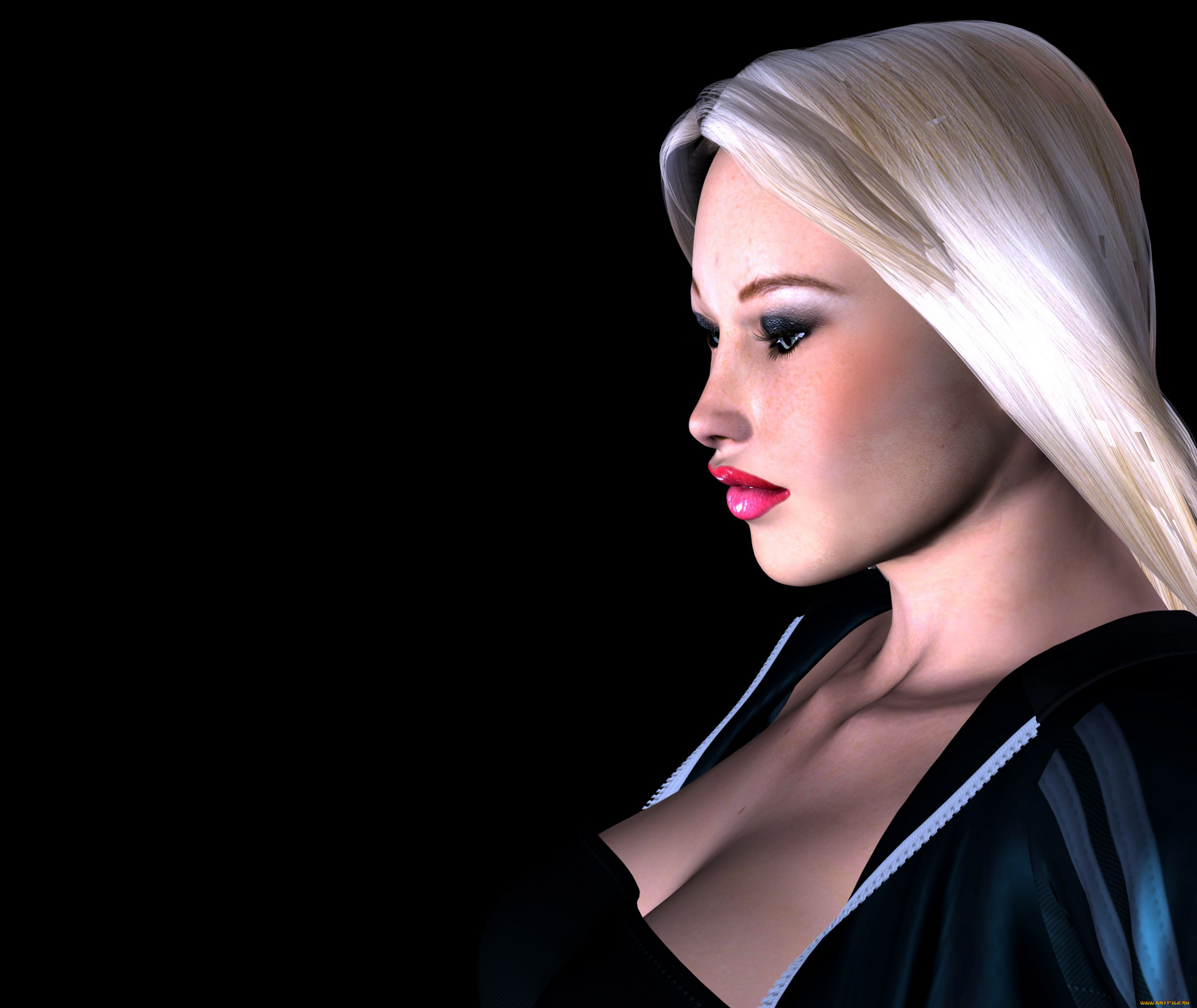3д, графика, portraits, портрет, лицо, блондинка, девушка, взгляд