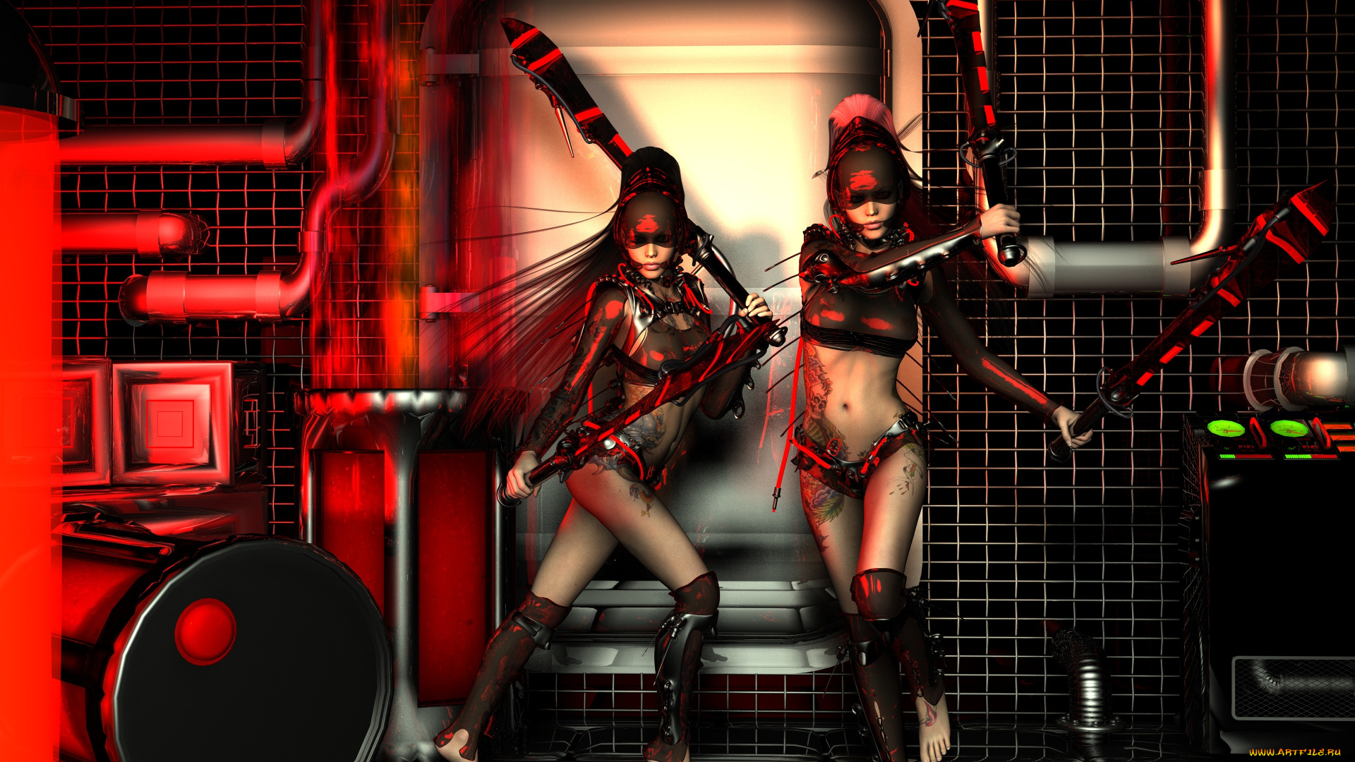 3д, графика, фантазия, , fantasy, оружие, взгляд, девушки