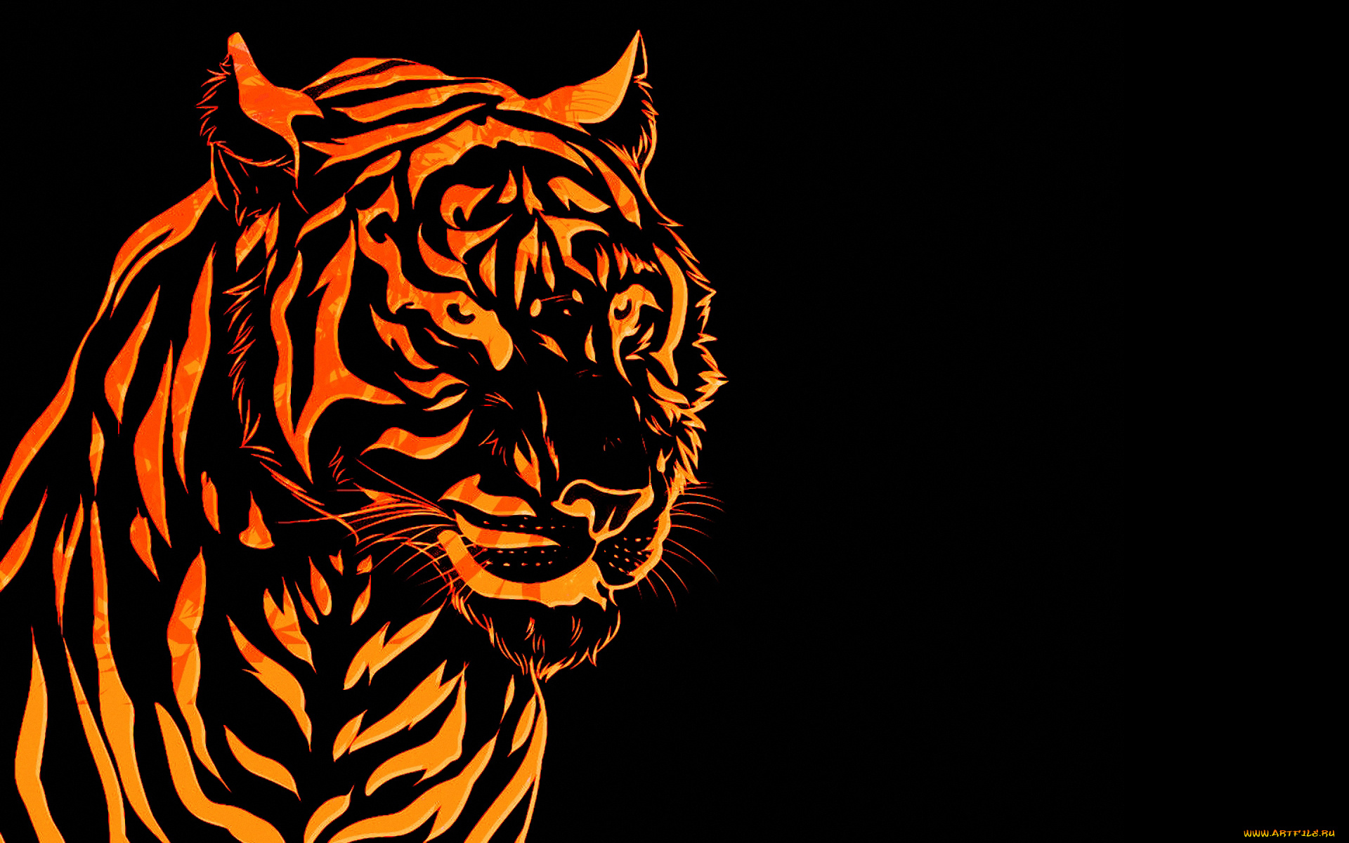 рисованные, животные, , тигры, тигр, фон