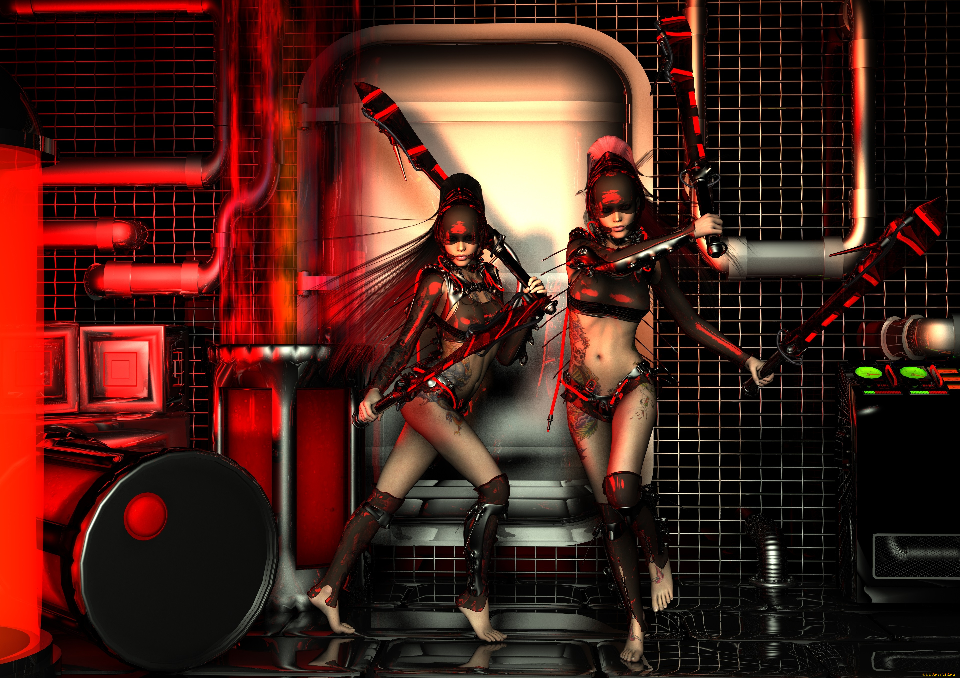 3д, графика, фантазия, , fantasy, оружие, взгляд, девушки