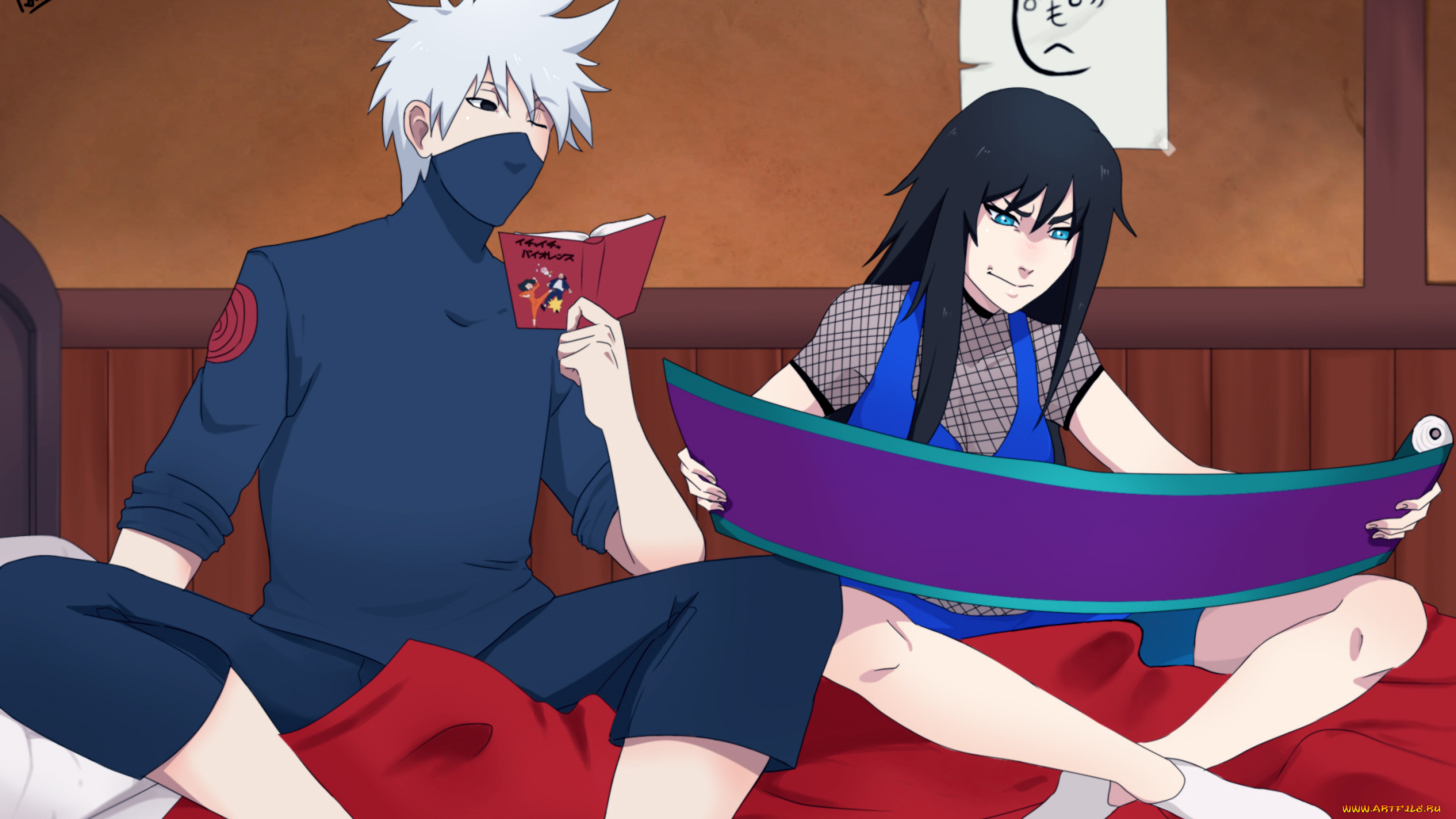 разное, арты, наруто, какаши, девушка, парень, аниме, арт