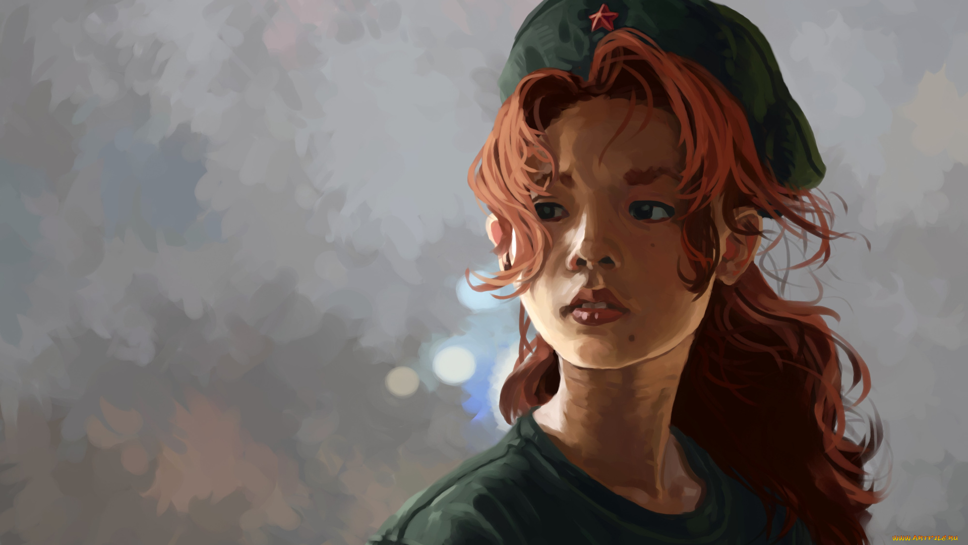 рисованное, люди, арт, девушка, рыжая