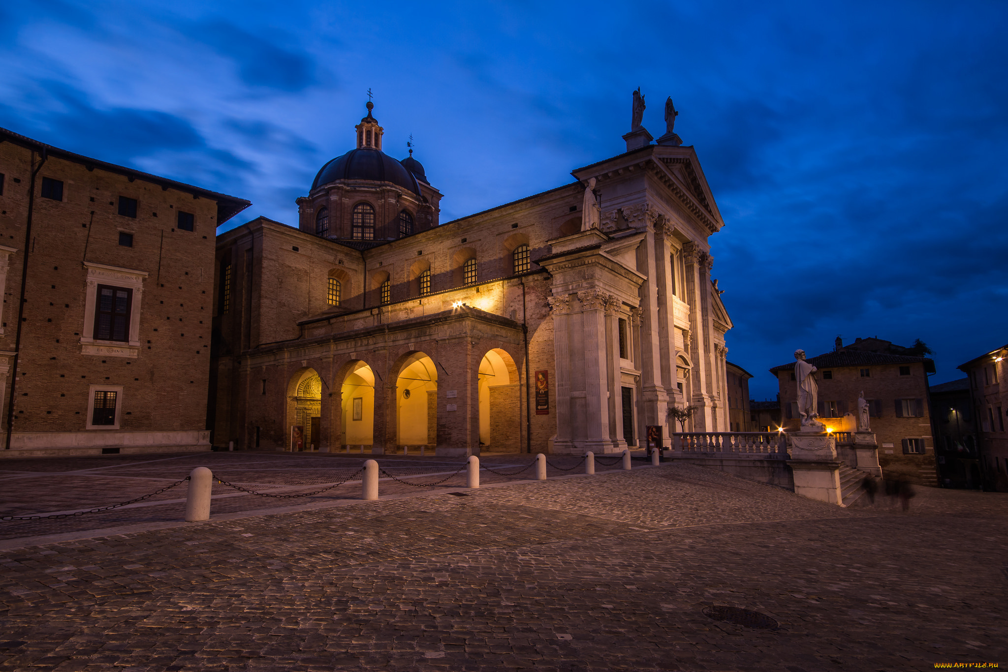cathedral, of, urbino, города, -, католические, соборы, , костелы, , аббатства, собор, площадь, ночь