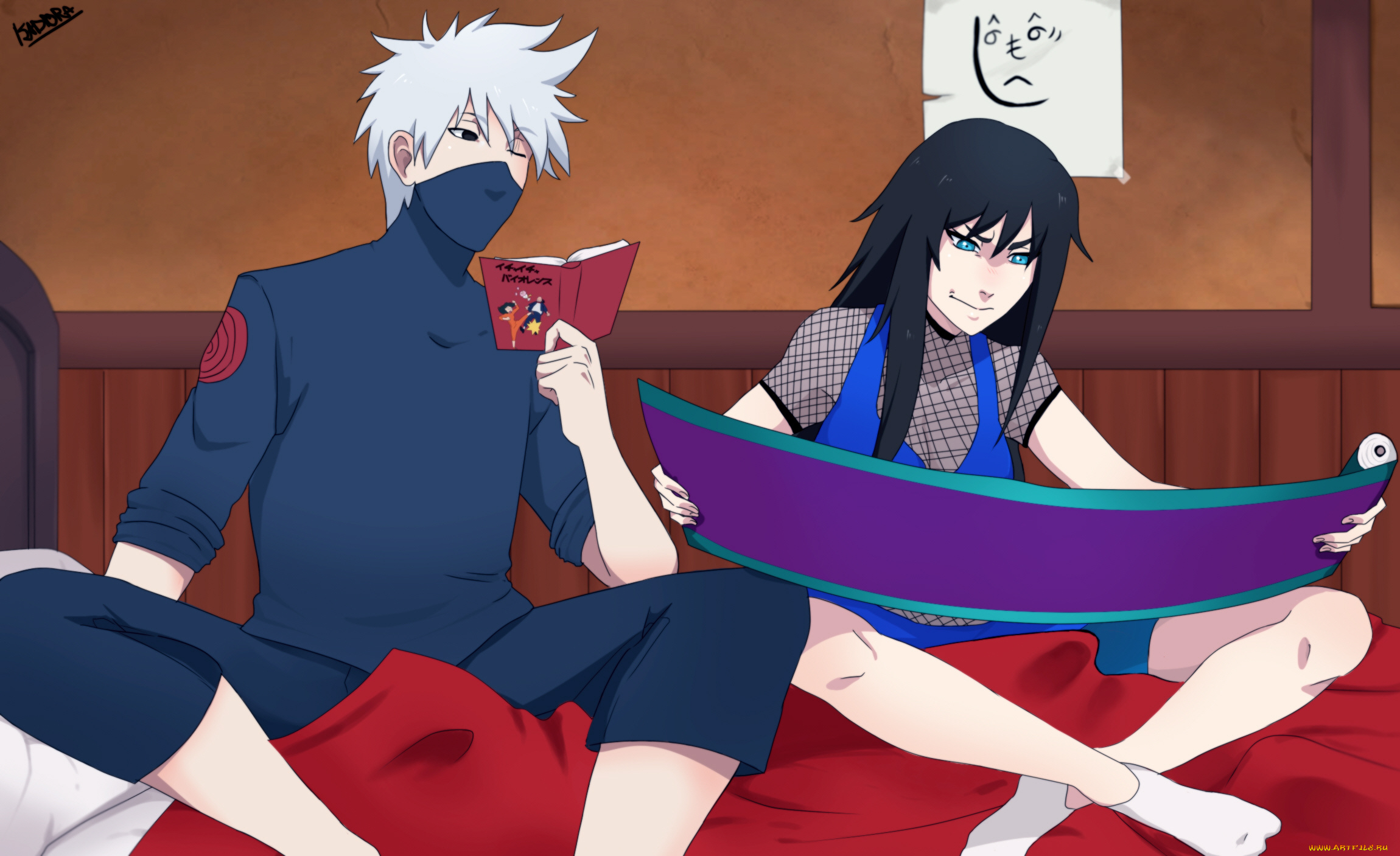 разное, арты, наруто, какаши, девушка, парень, аниме, арт