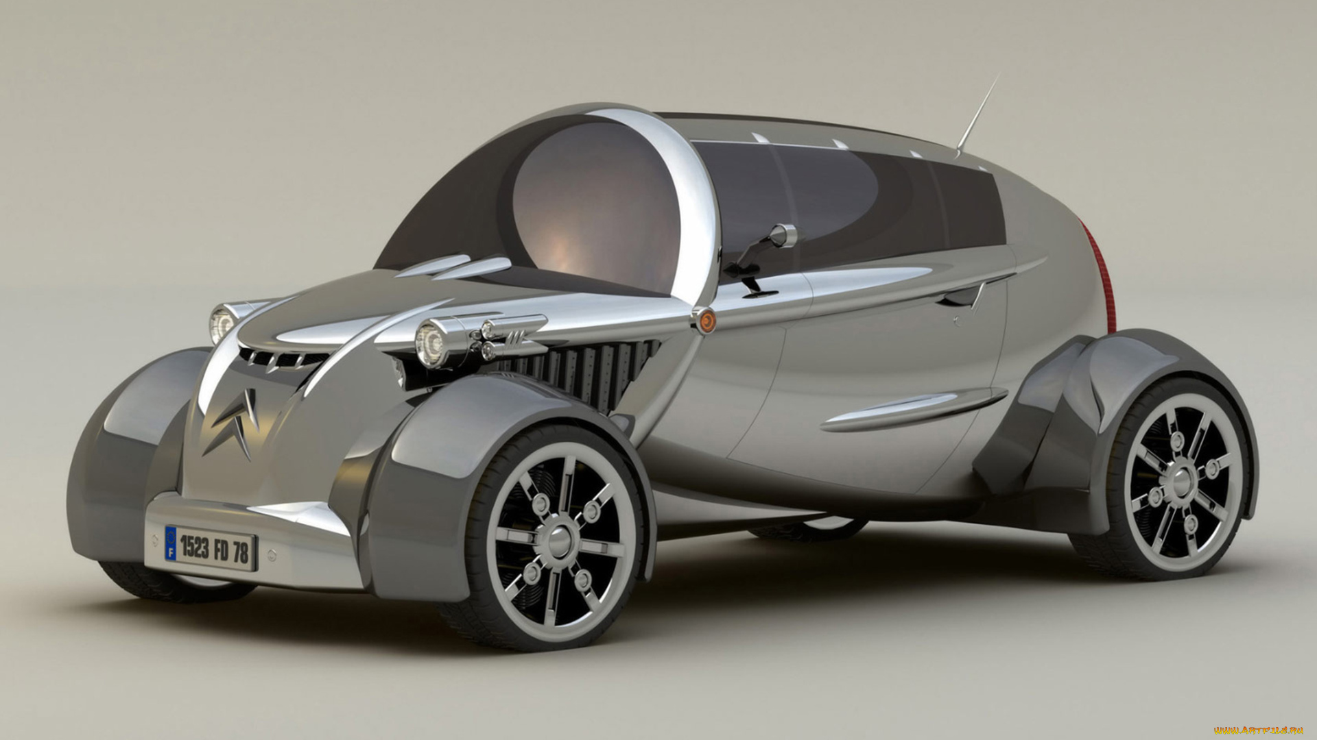 citroen, 2cv, concept, 2008, автомобили, 3д, citroen, 2cv, concept, 2008