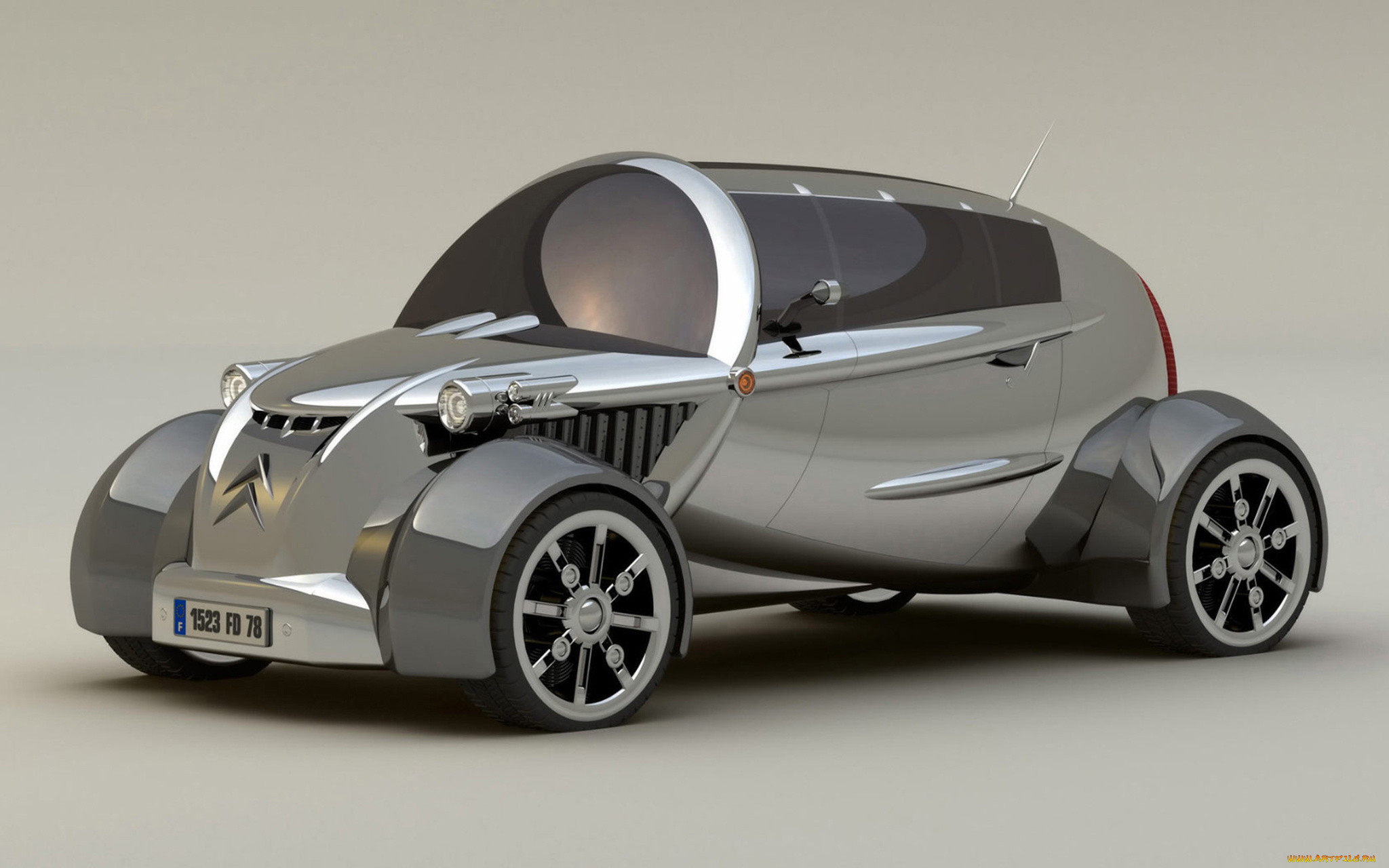 citroen, 2cv, concept, 2008, автомобили, 3д, citroen, 2cv, concept, 2008