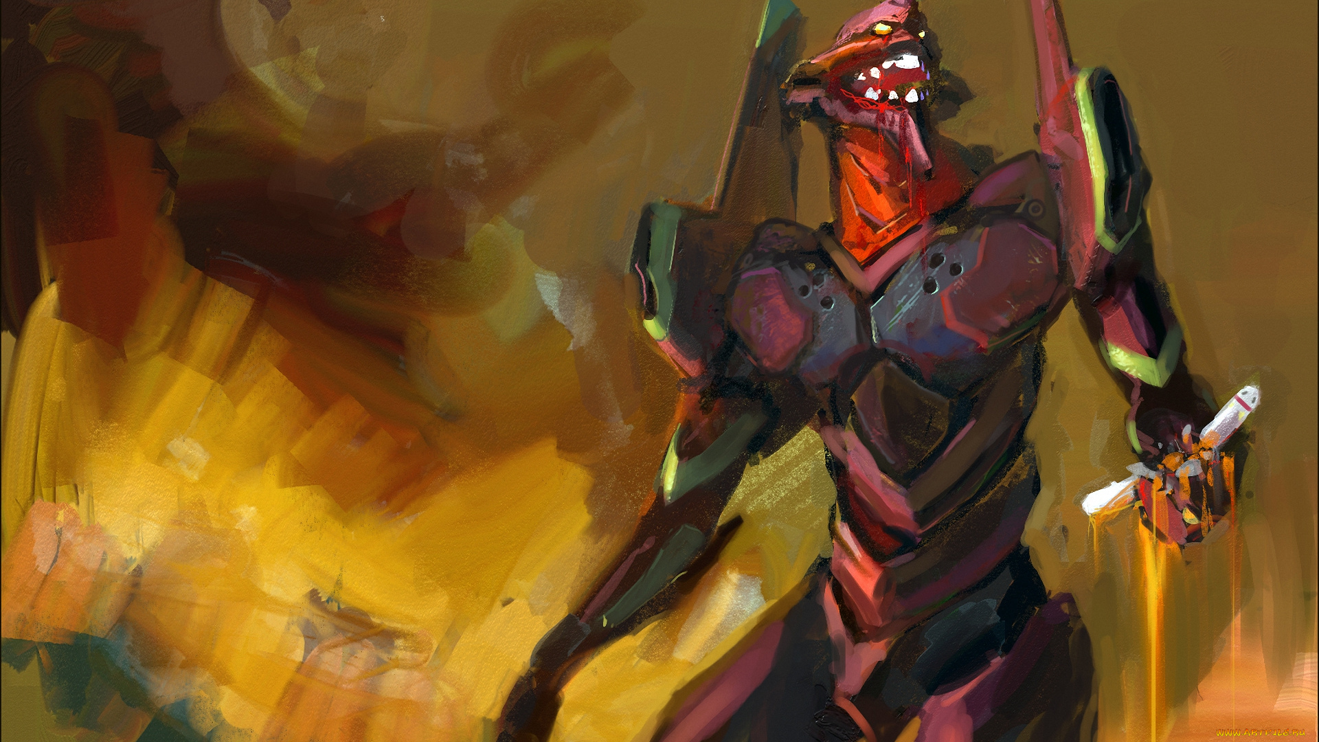 аниме, evangelion, монстр, робот, меха, eva