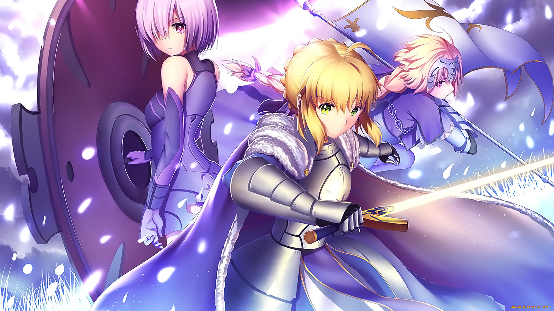 аниме, fate, stay, night, фон, взгляд, девушка
