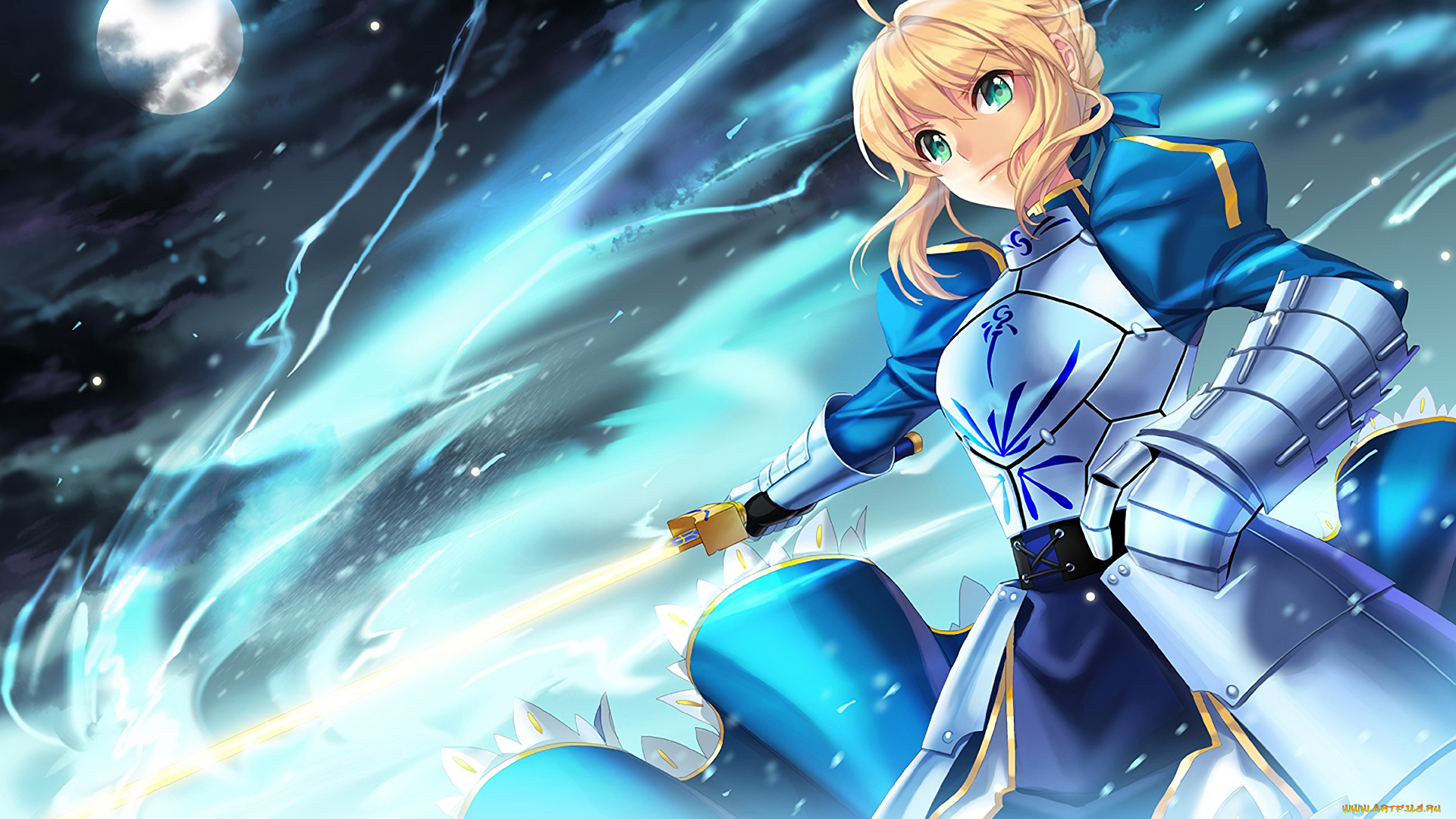 аниме, fate, stay, night, взгляд, девушка, фон