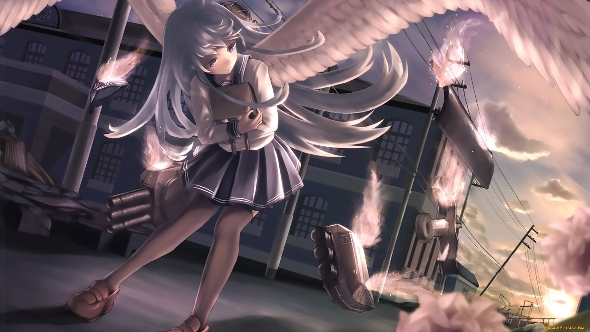 аниме, kantai, collection, девушка, взгляд, фон