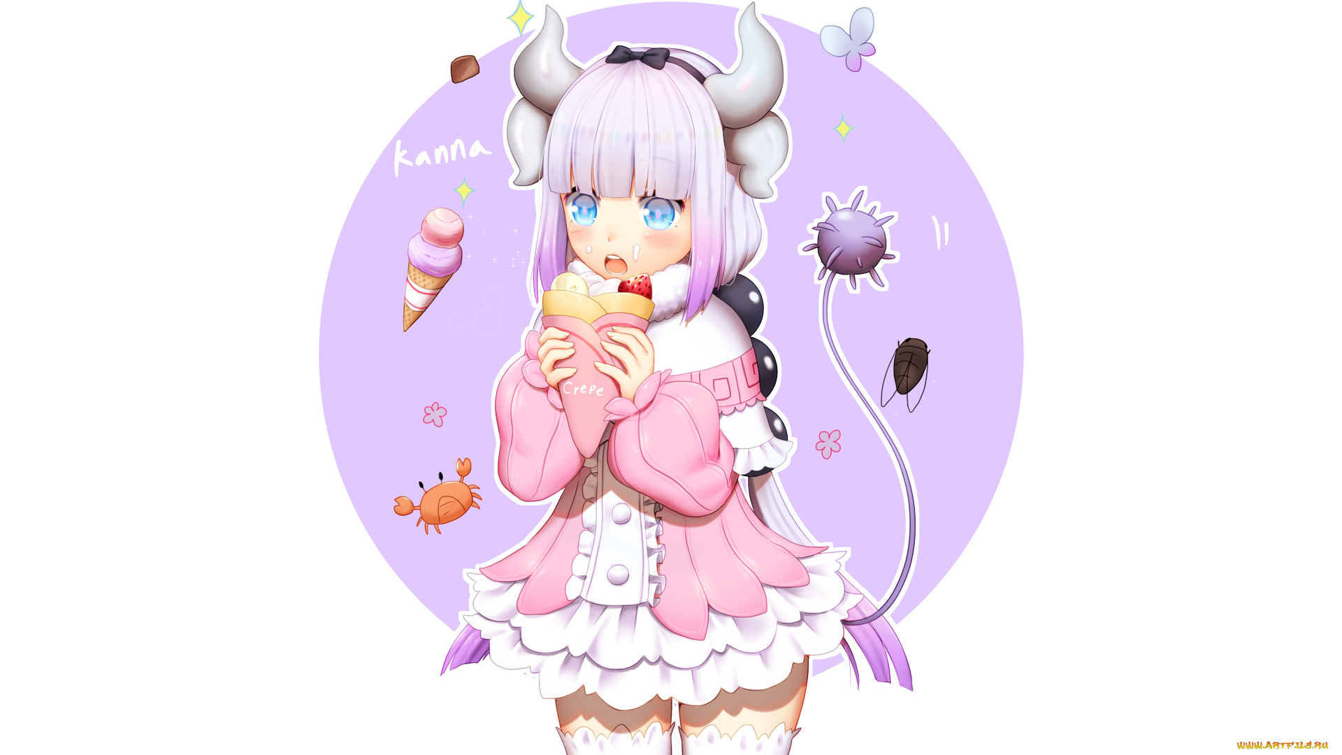 аниме, miss, kobayashi`s, dragon, maid, взгляд, девушка, фон