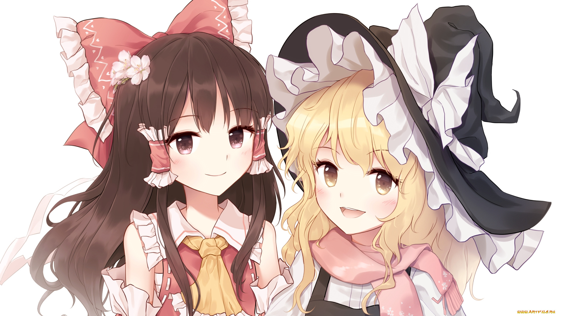 аниме, touhou, взгляд, фон, девушки