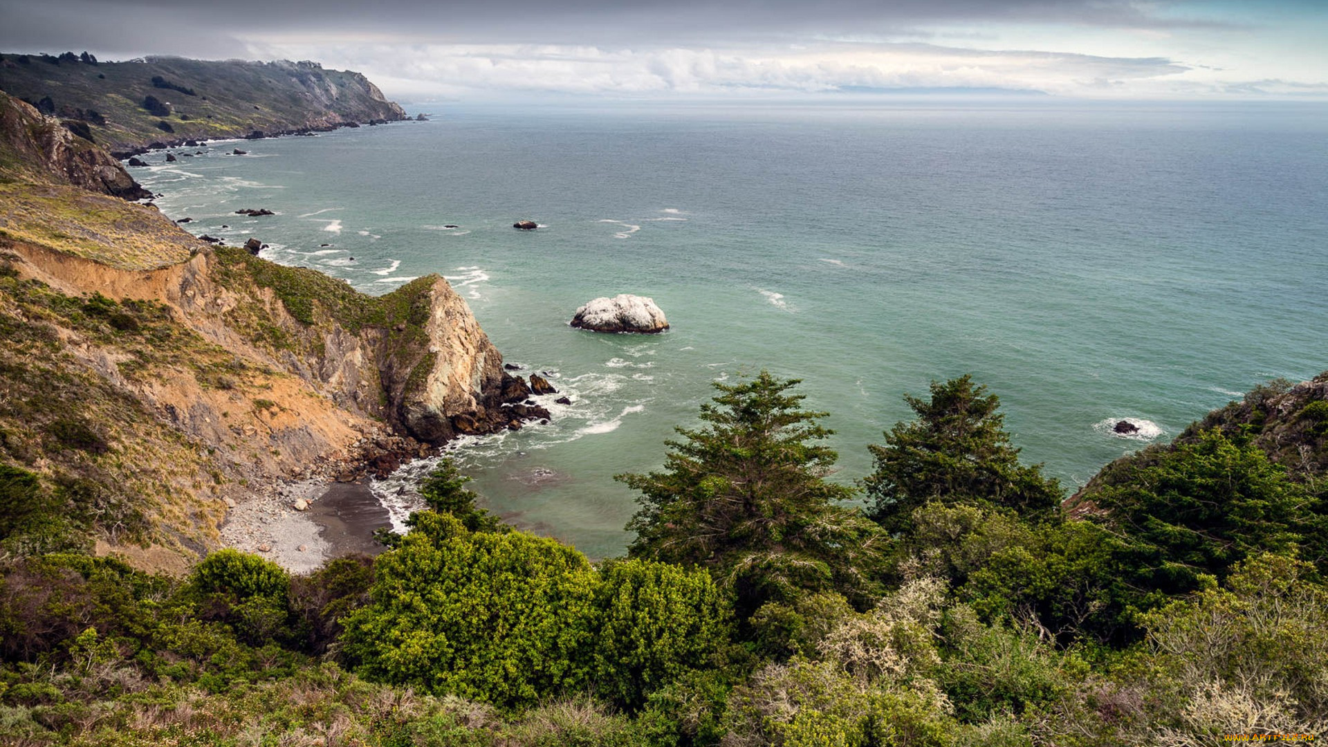 природа, побережье, простор