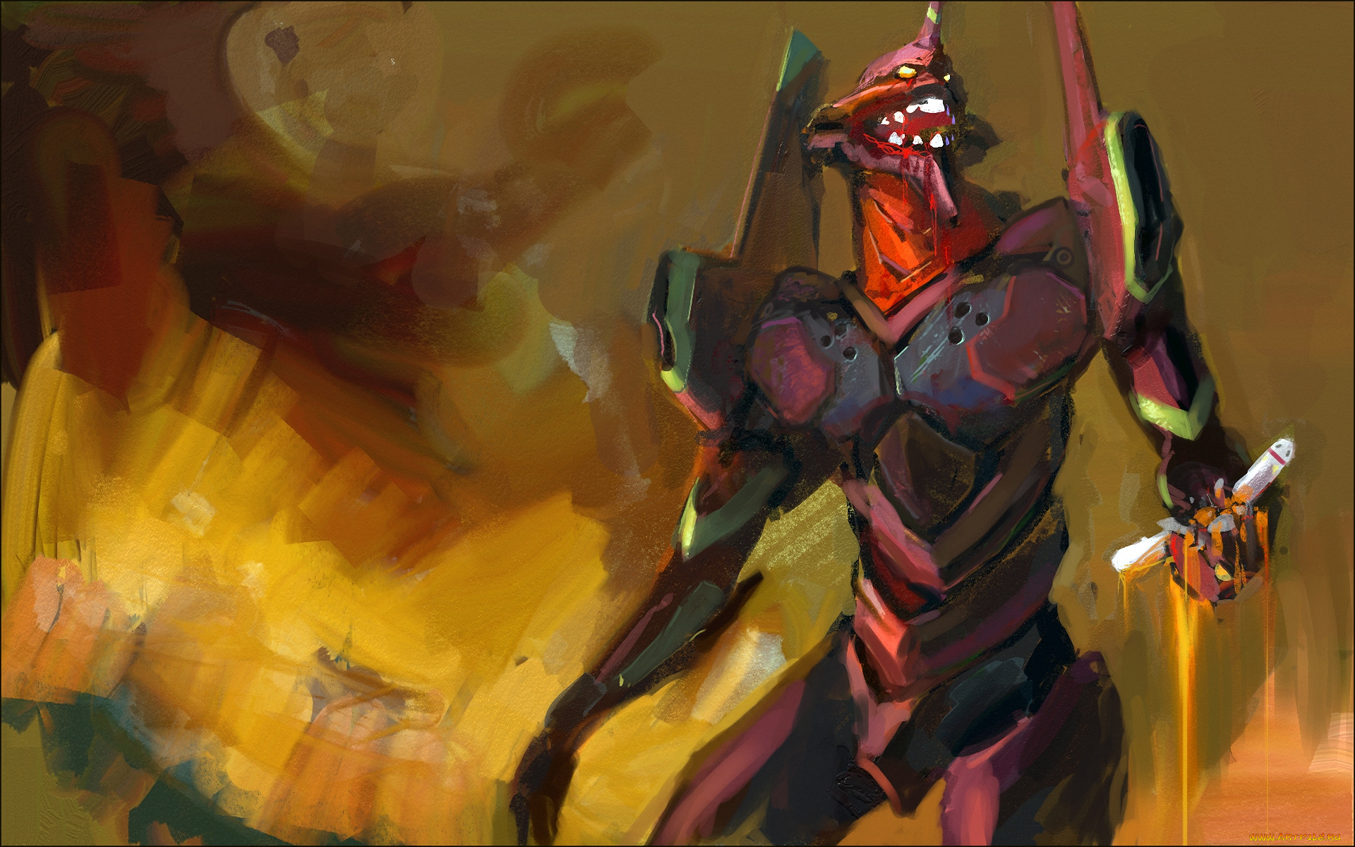 аниме, evangelion, монстр, робот, меха, eva