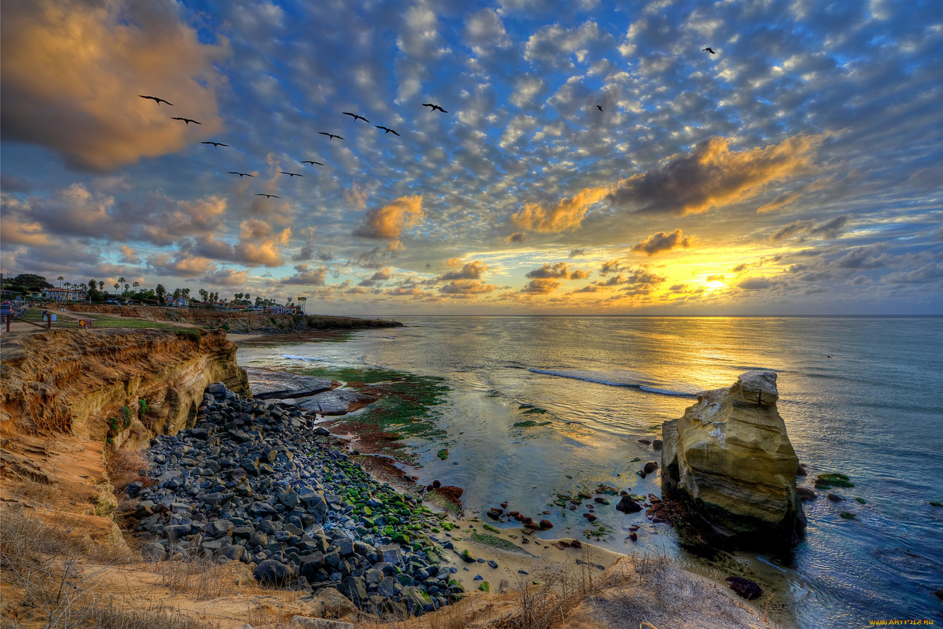 природа, побережье, простор