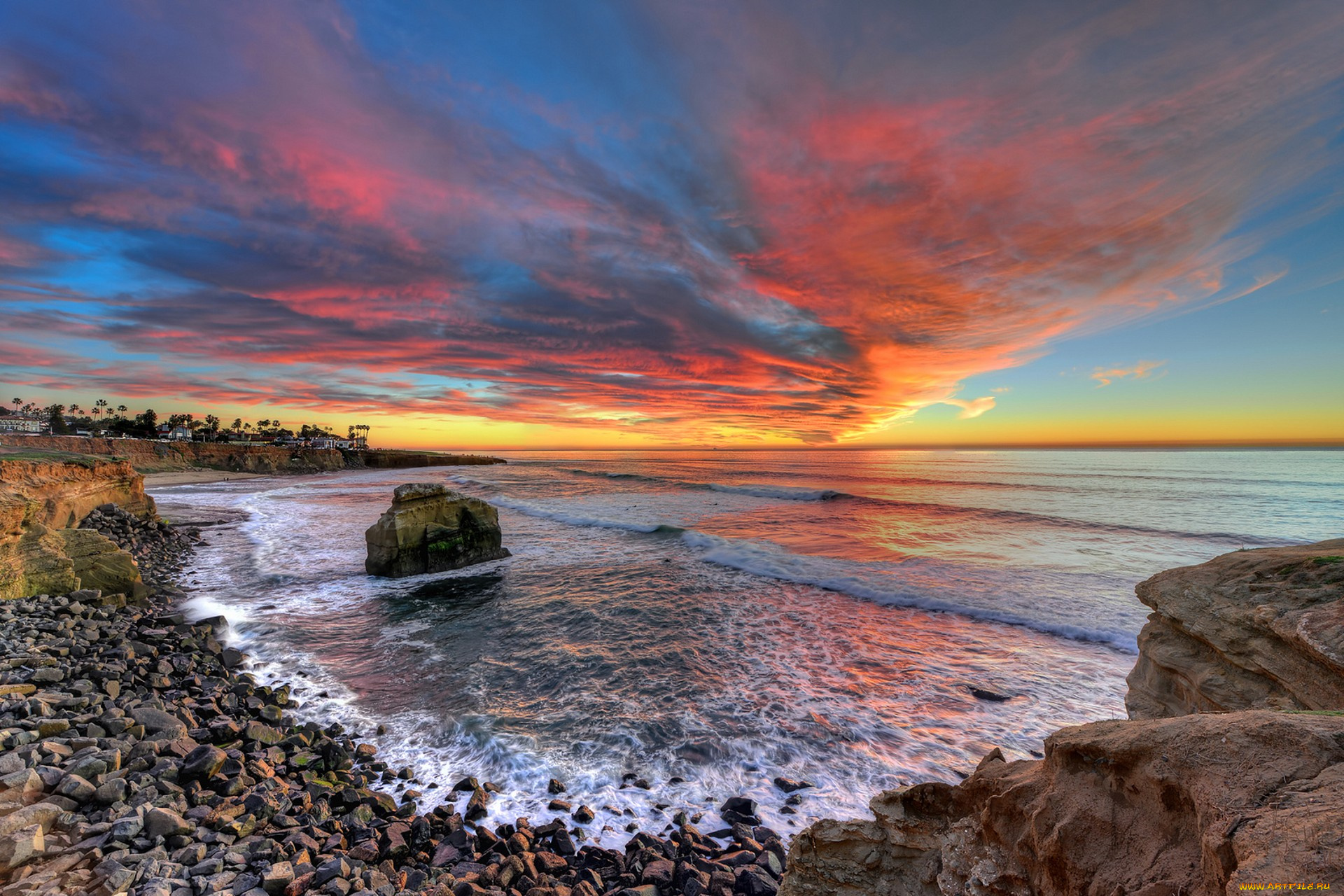 природа, побережье, простор