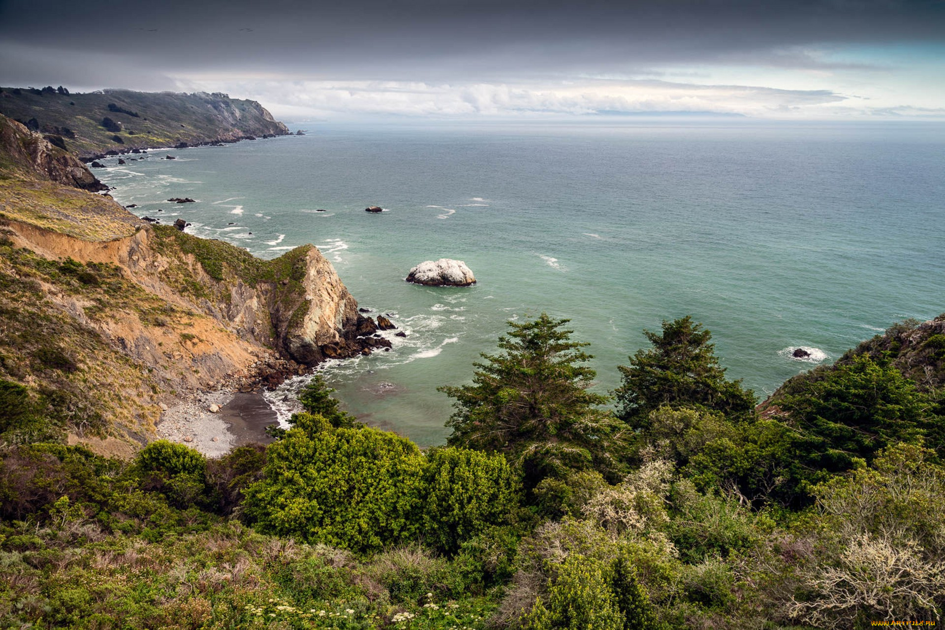 природа, побережье, простор