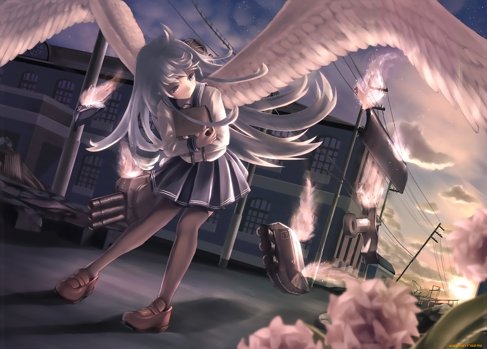 аниме, kantai, collection, девушка, взгляд, фон