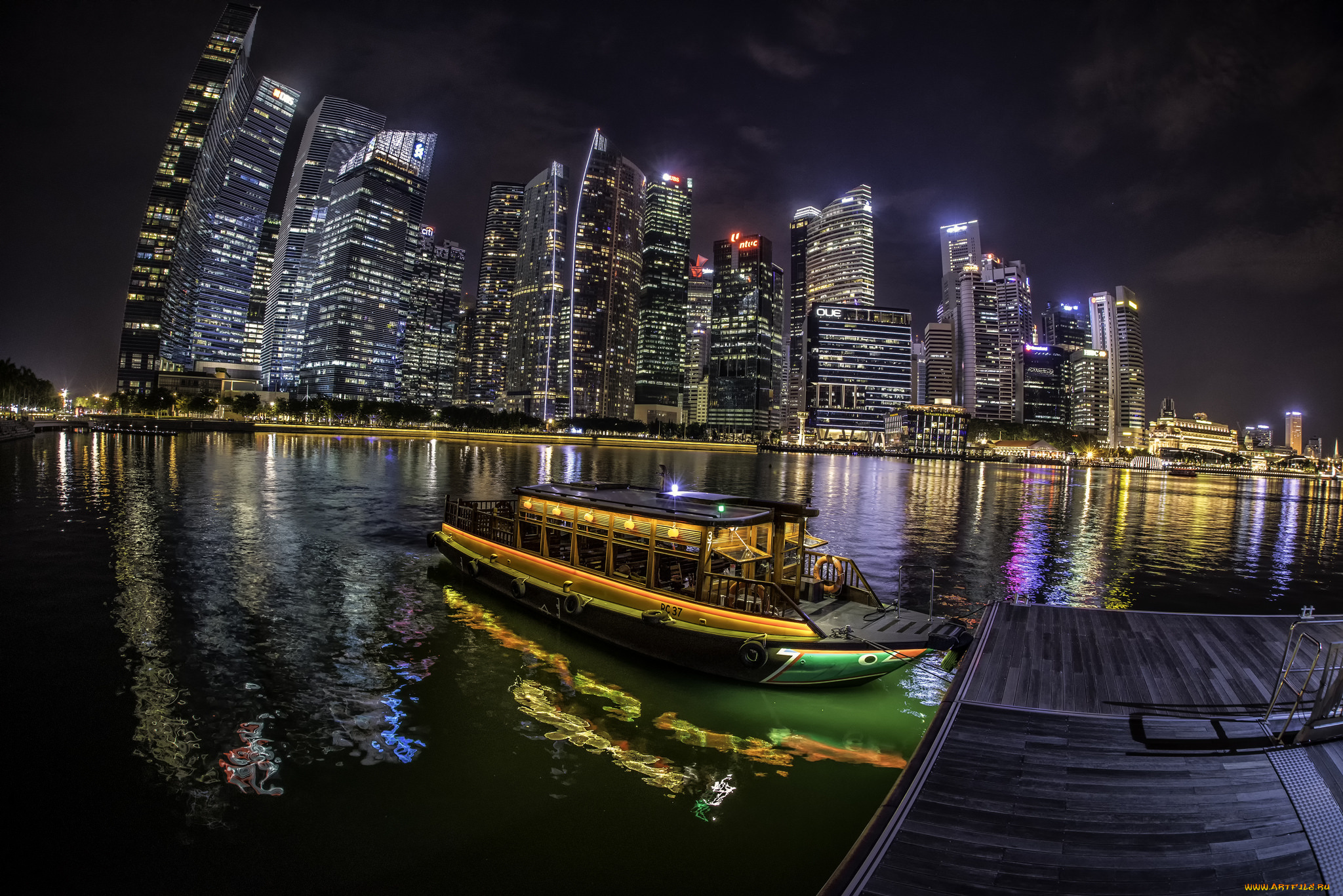 корабли, другое, ночь, гавань