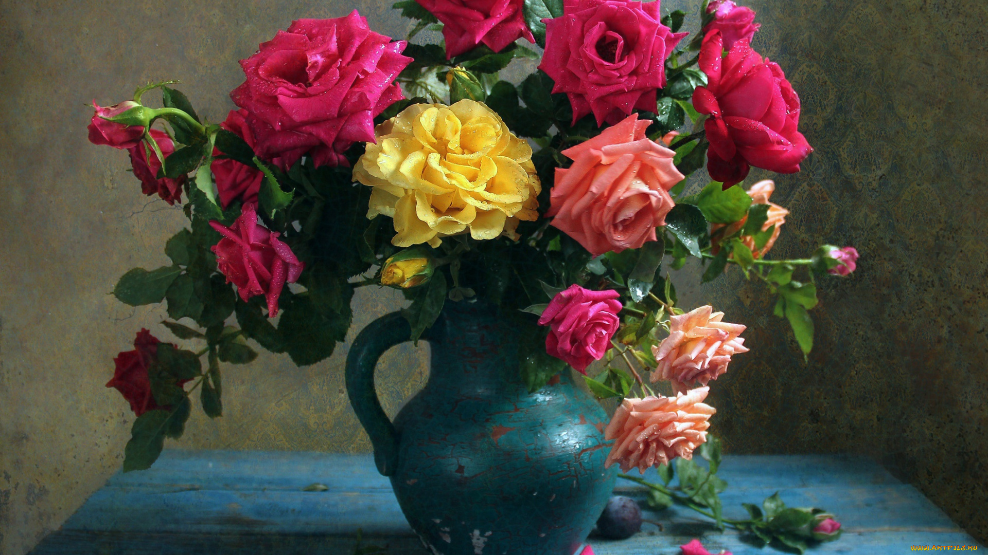 цветы, букеты, , композиции, кувшин, букет, розы