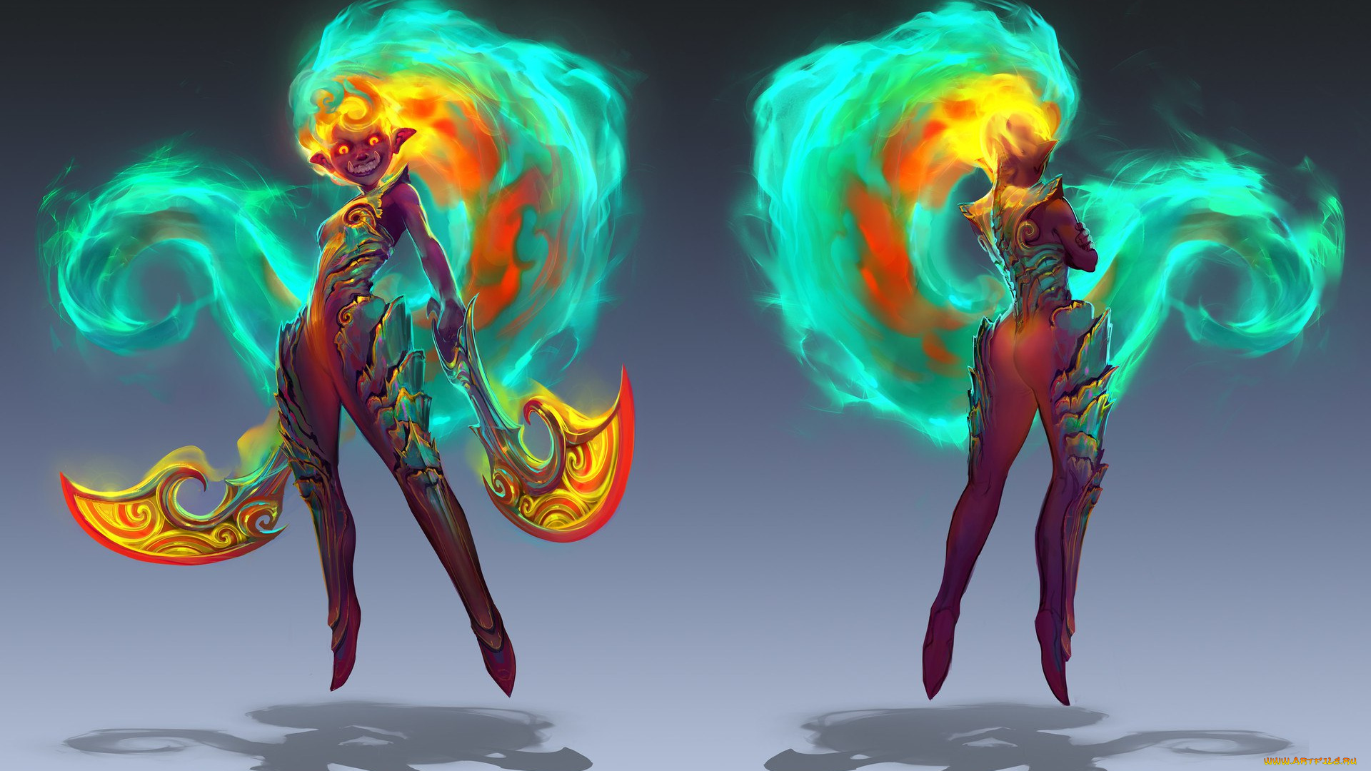 фэнтези, существа, девушки, оружие