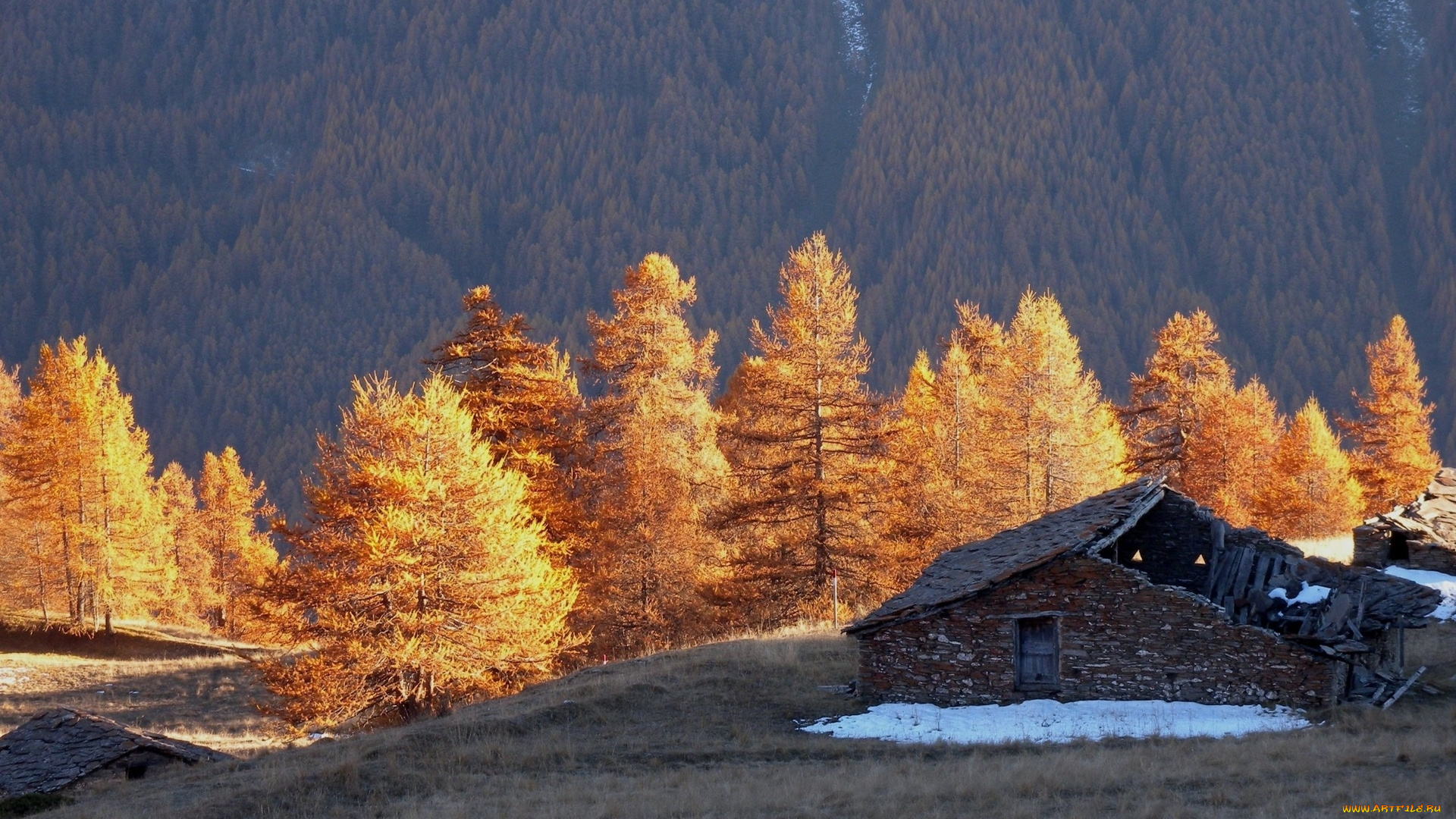 разное, развалины, , руины, , металлолом, сарай, деревья, горы