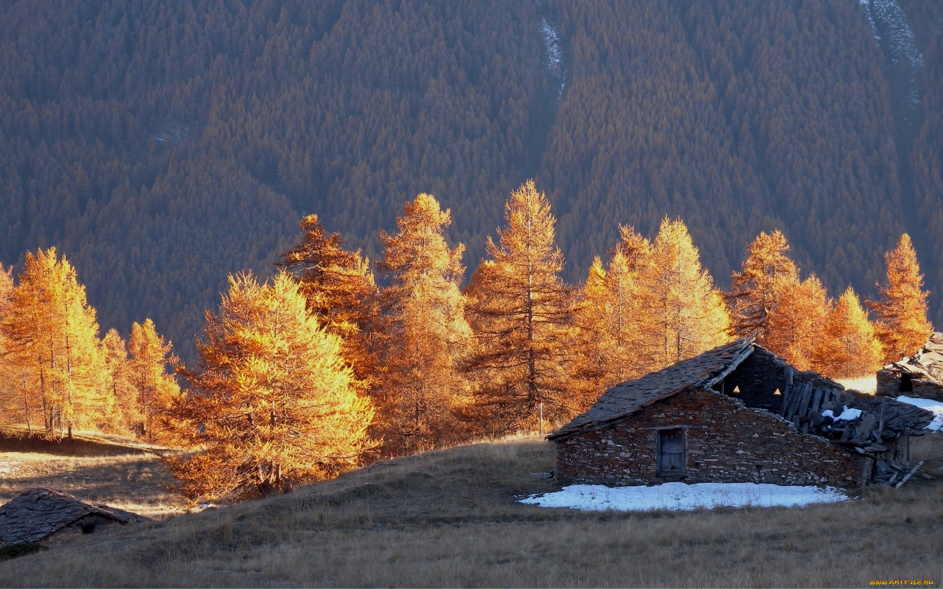 разное, развалины, , руины, , металлолом, сарай, деревья, горы