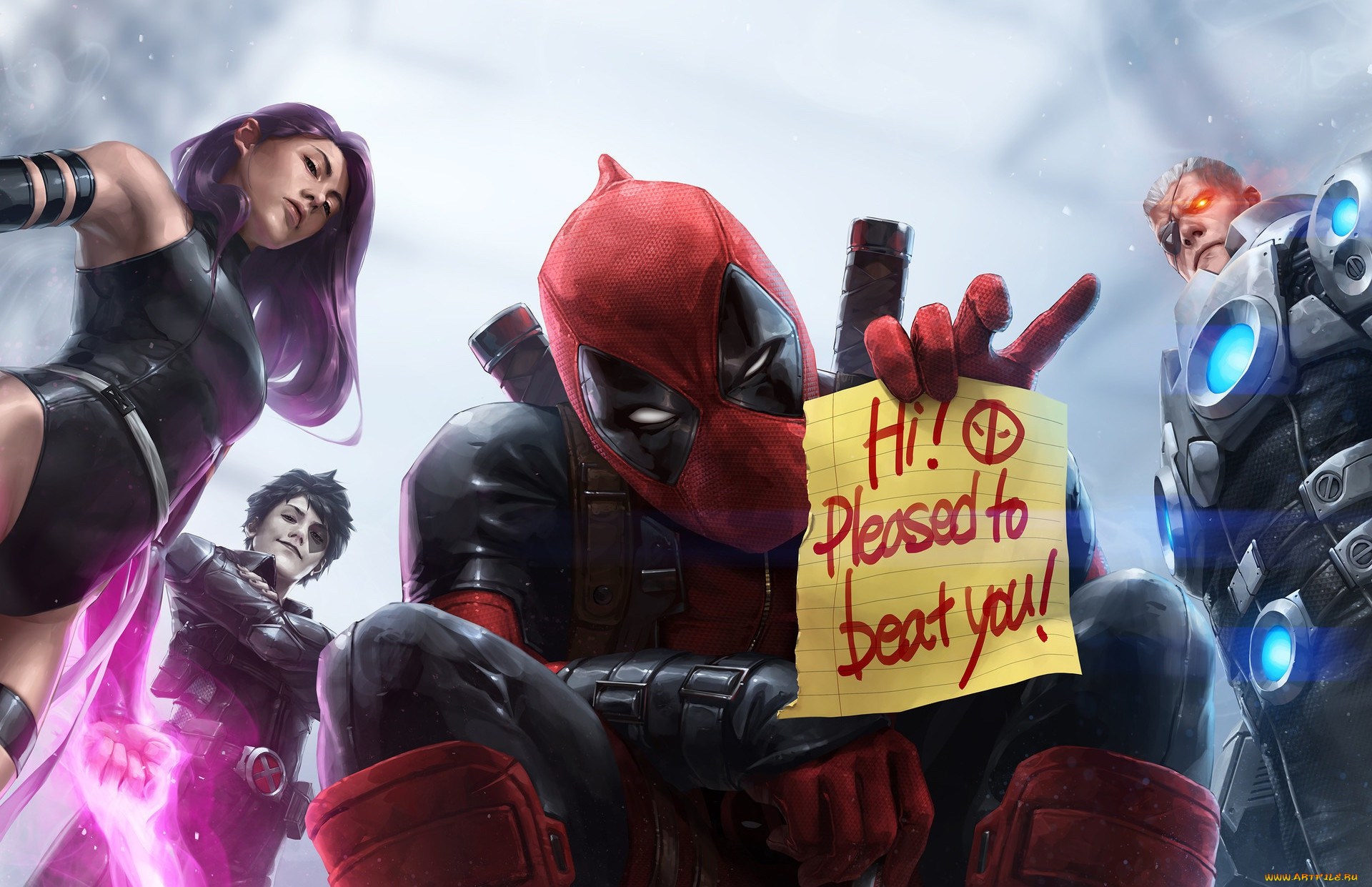 рисованное, кино, psylocke, marvel, comics, deadpool, надпись, персонажи, cable
