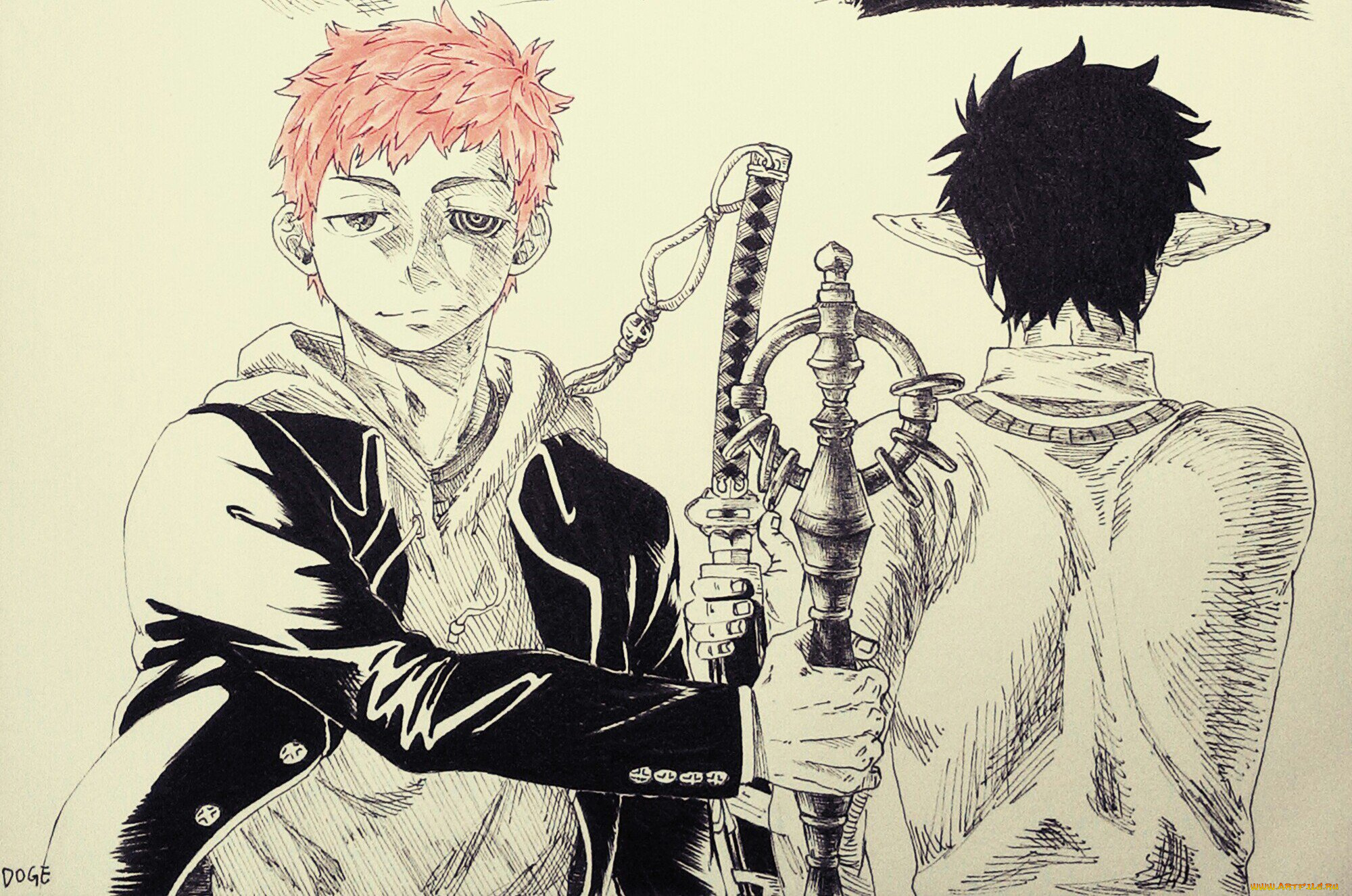 разное, арты, оружие, меч, уши, парни