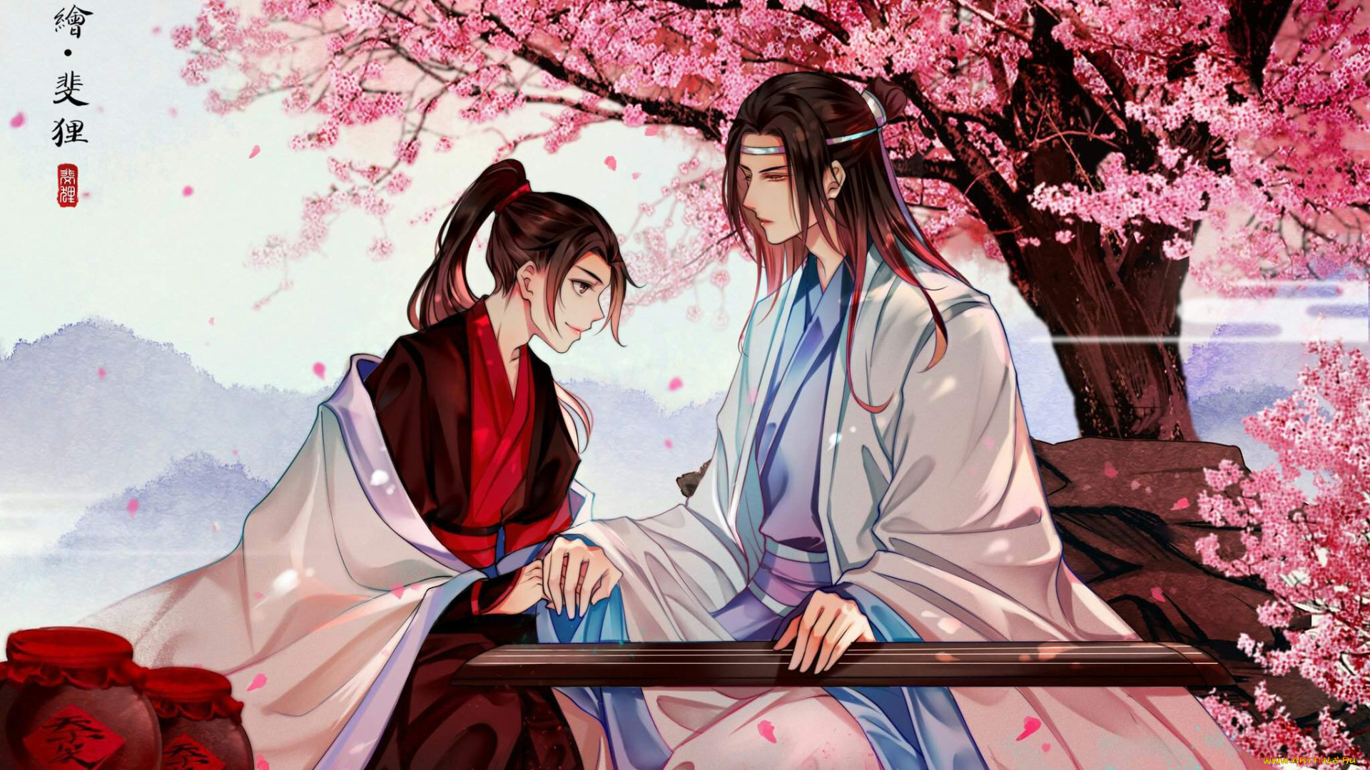 аниме, mo, dao, zu, shi, вэй, усянь, лань, ванцзы, инструмент, сакура