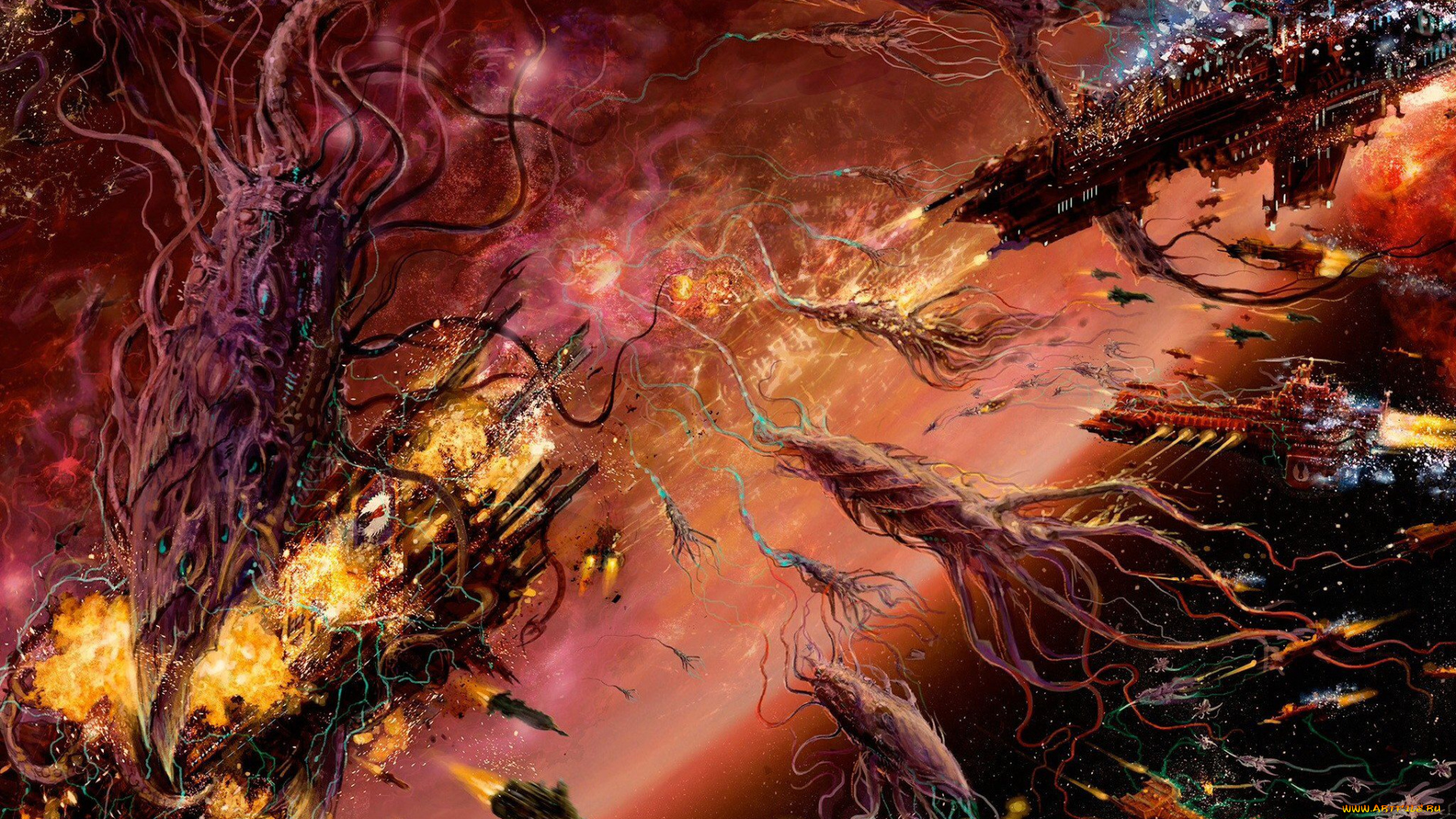 видео, игры, warhammer, 40k, космос, корабли, бой, планета