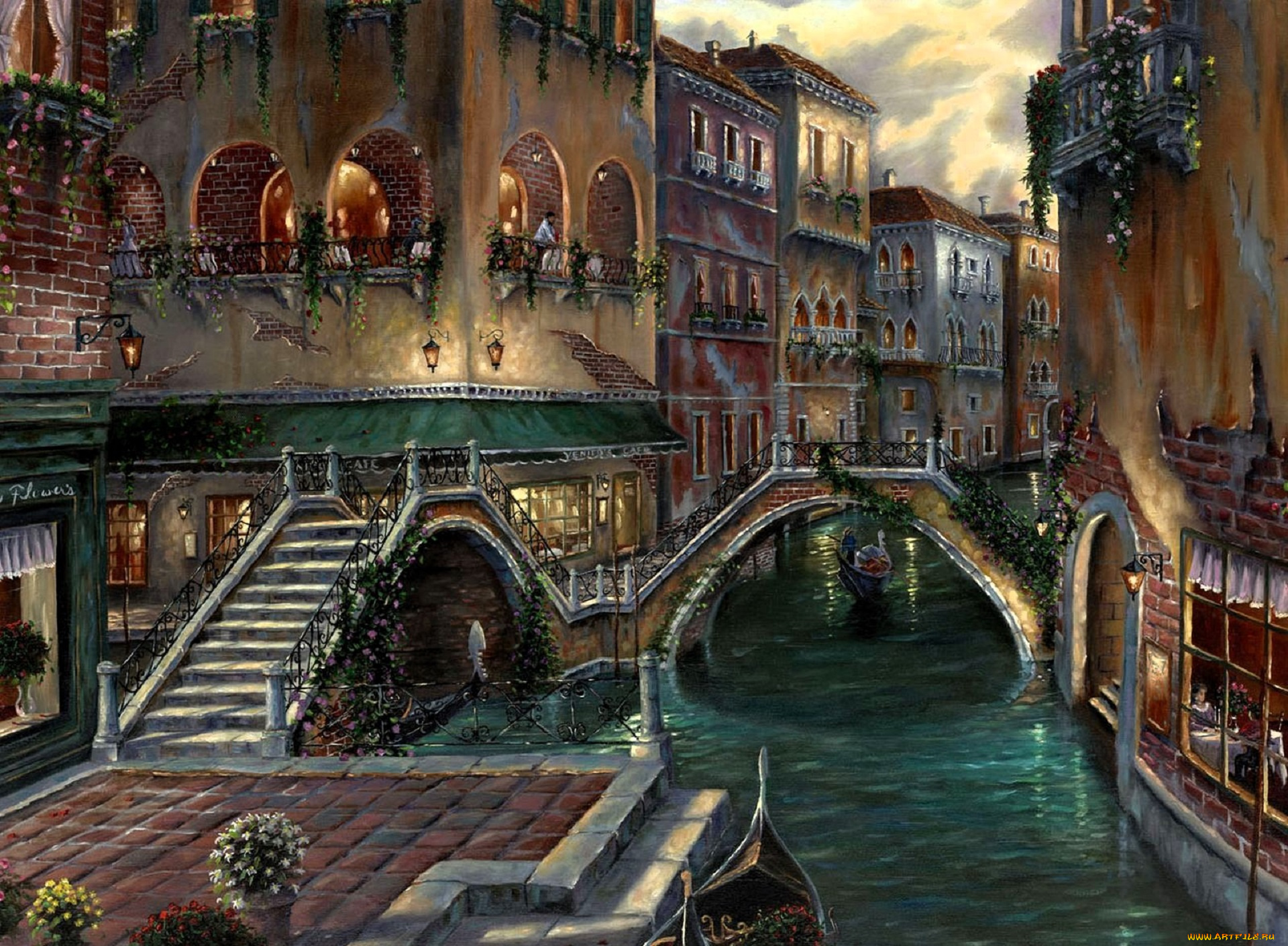 рисованное, robert, finale, венеция, дома, канал, мосты