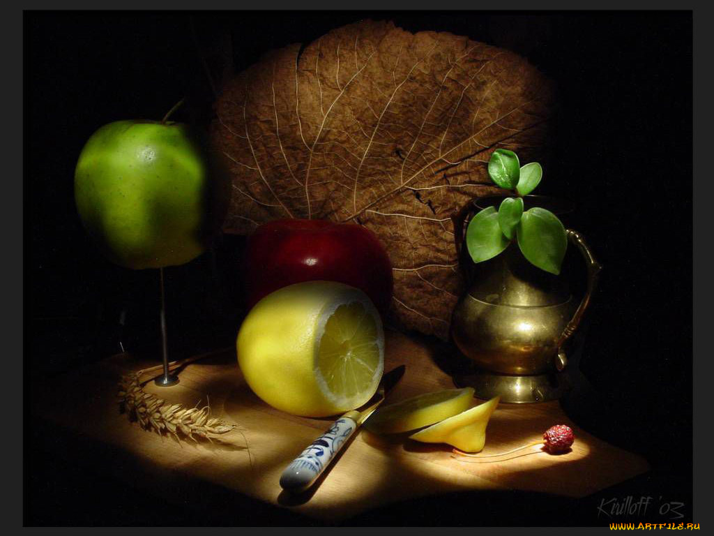 анатолий, кириллов, натюрморт, лимоном, еда