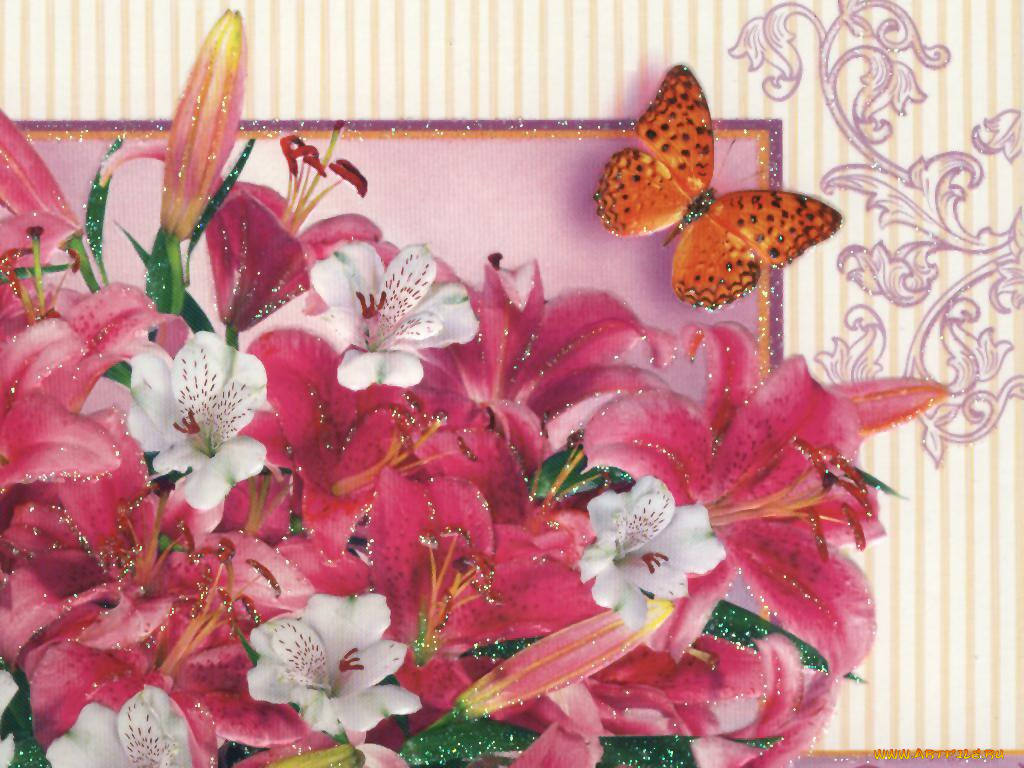 рисованные, цветы