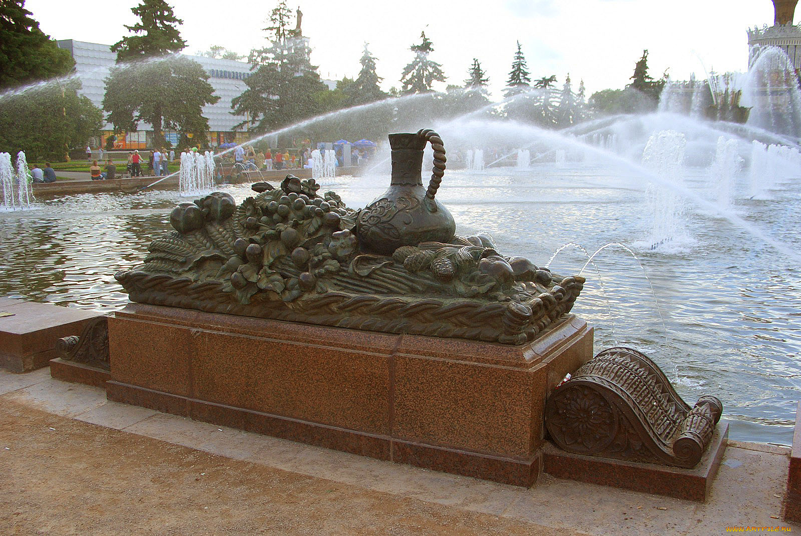 города, фонтаны, деревья, скульптура
