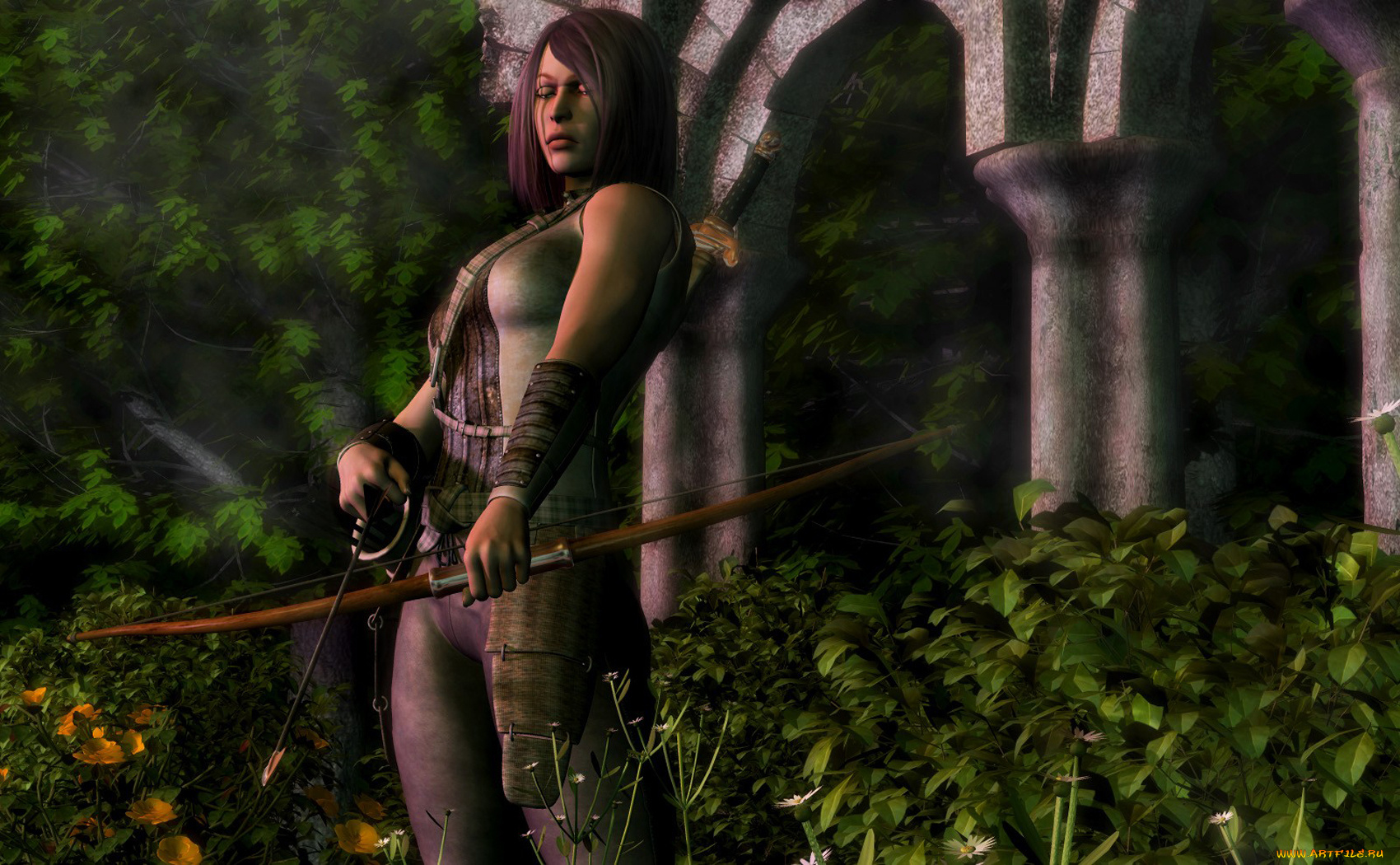 3д, графика, amazon, амазонки, девушка, лук