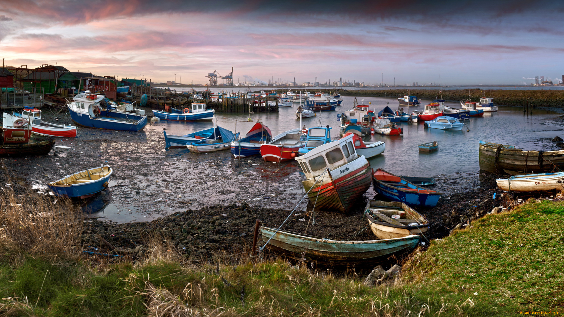 англия, редкар, кливленд, корабли, разные, вместе, катера, лодки, причалы